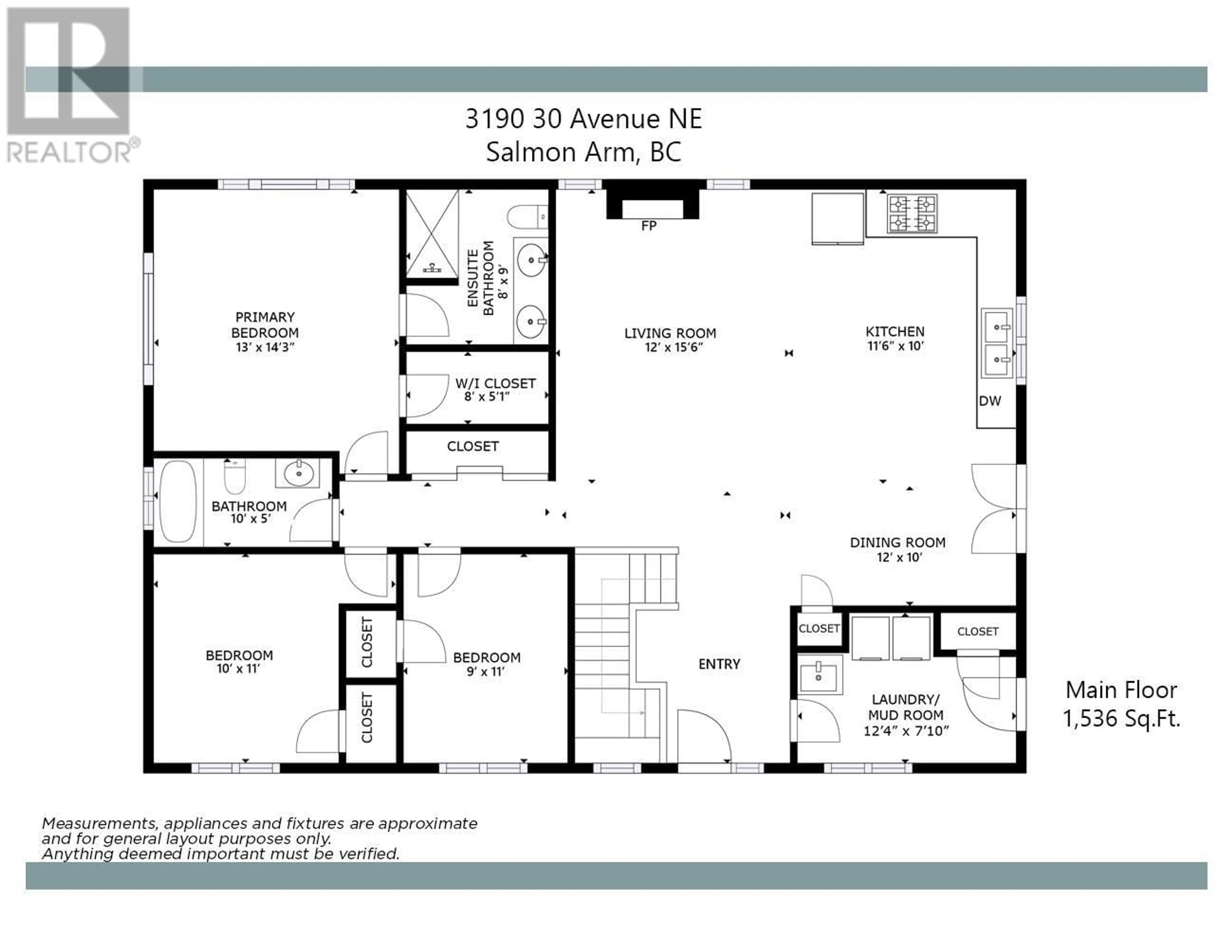 Floor plan for 3190 30 Avenue NE, Salmon Arm British Columbia V1E1Z9