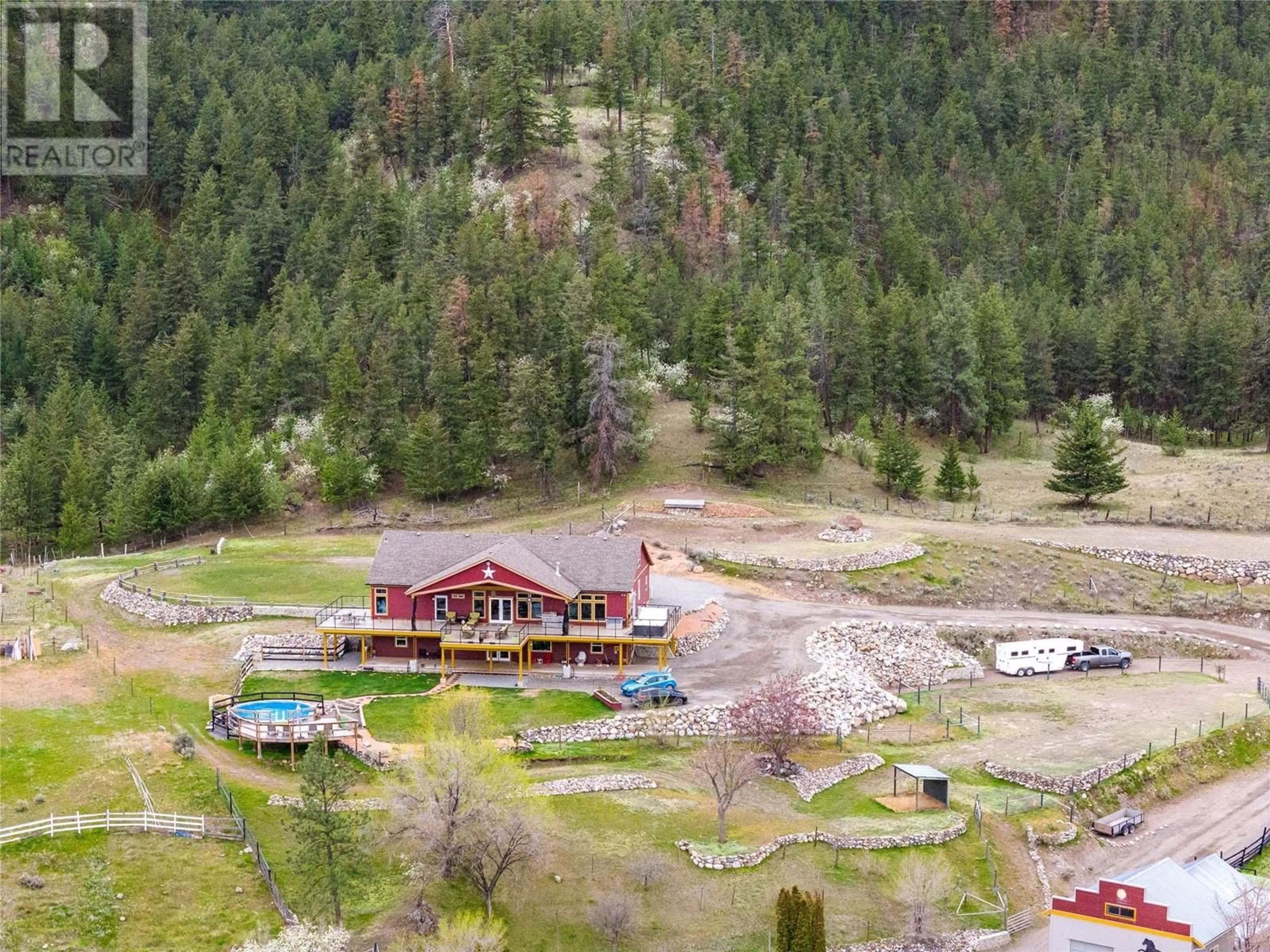 A pic from outside/outdoor area/front of a property/back of a property/a pic from drone, mountain view for 7629 BARNHARTVALE Road, Kamloops British Columbia V2C6T7