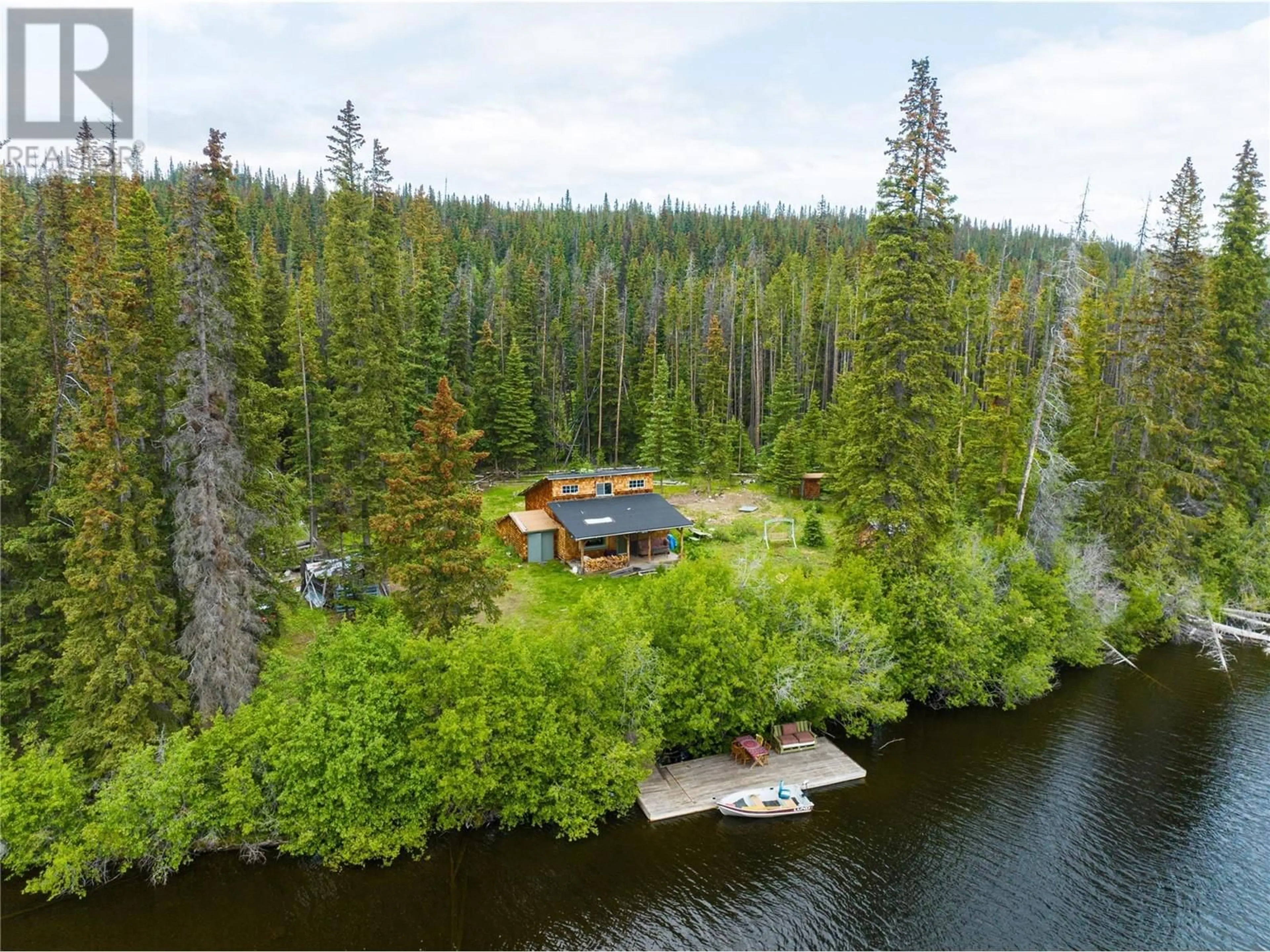 A pic from outside/outdoor area/front of a property/back of a property/a pic from drone, water/lake/river/ocean view for DL 5874 Face Lake, Logan Lake British Columbia V0K0B9