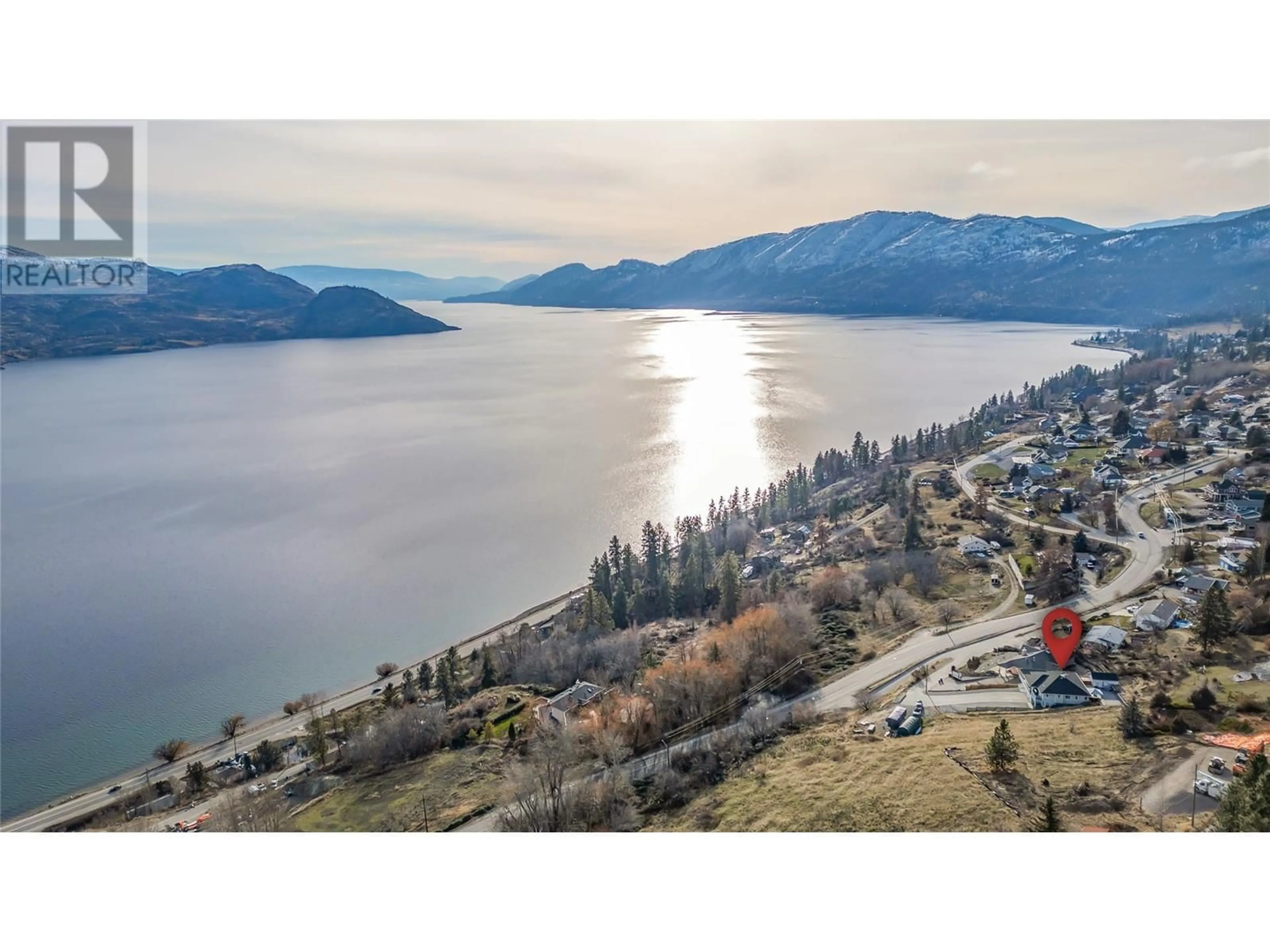 A pic from outside/outdoor area/front of a property/back of a property/a pic from drone, water/lake/river/ocean view for 4622 Princeton Avenue, Peachland British Columbia V0H1X7