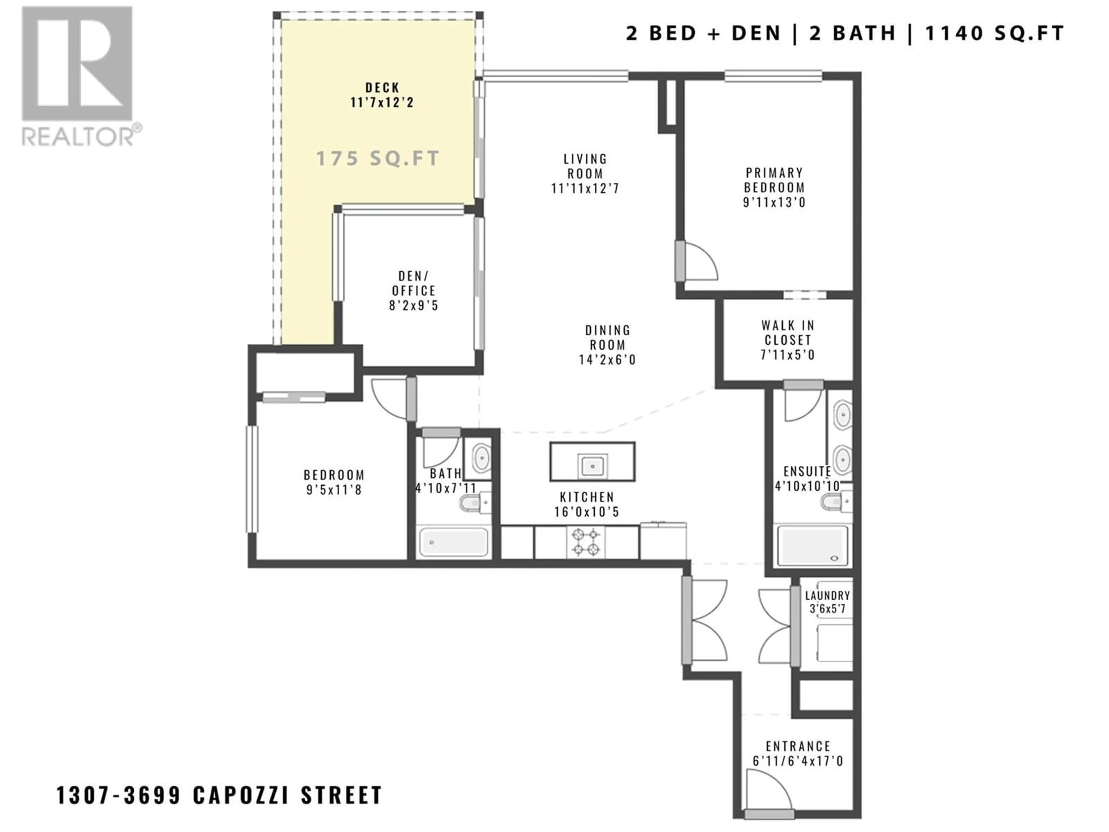 Floor plan for 1307 - 3699 CAPOZZI ROAD, Kelowna British Columbia V1W0G3