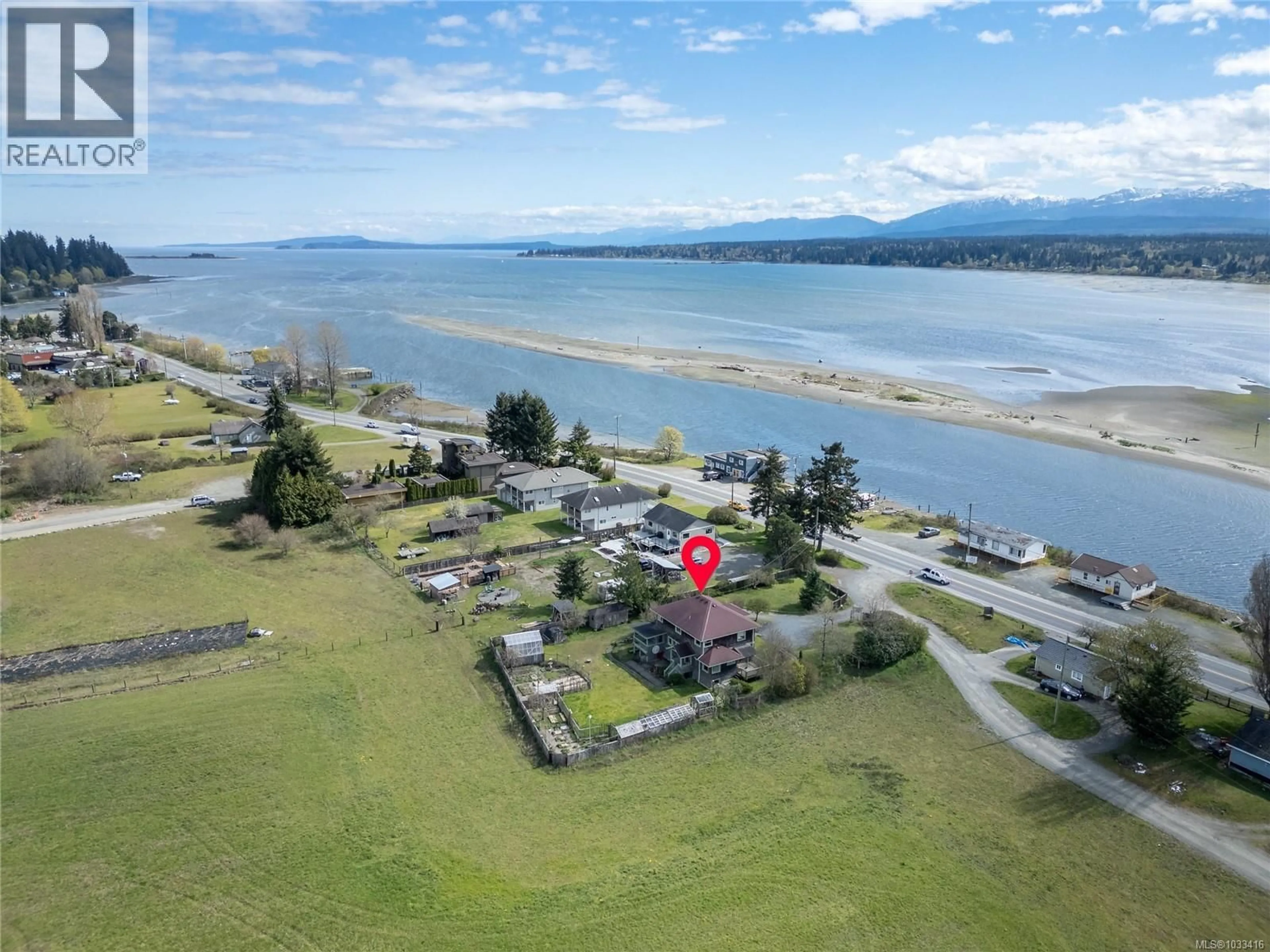 A pic from outside/outdoor area/front of a property/back of a property/a pic from drone, water/lake/river/ocean view for 2854 FARM VIEW ROAD, Courtenay British Columbia V9N9C7
