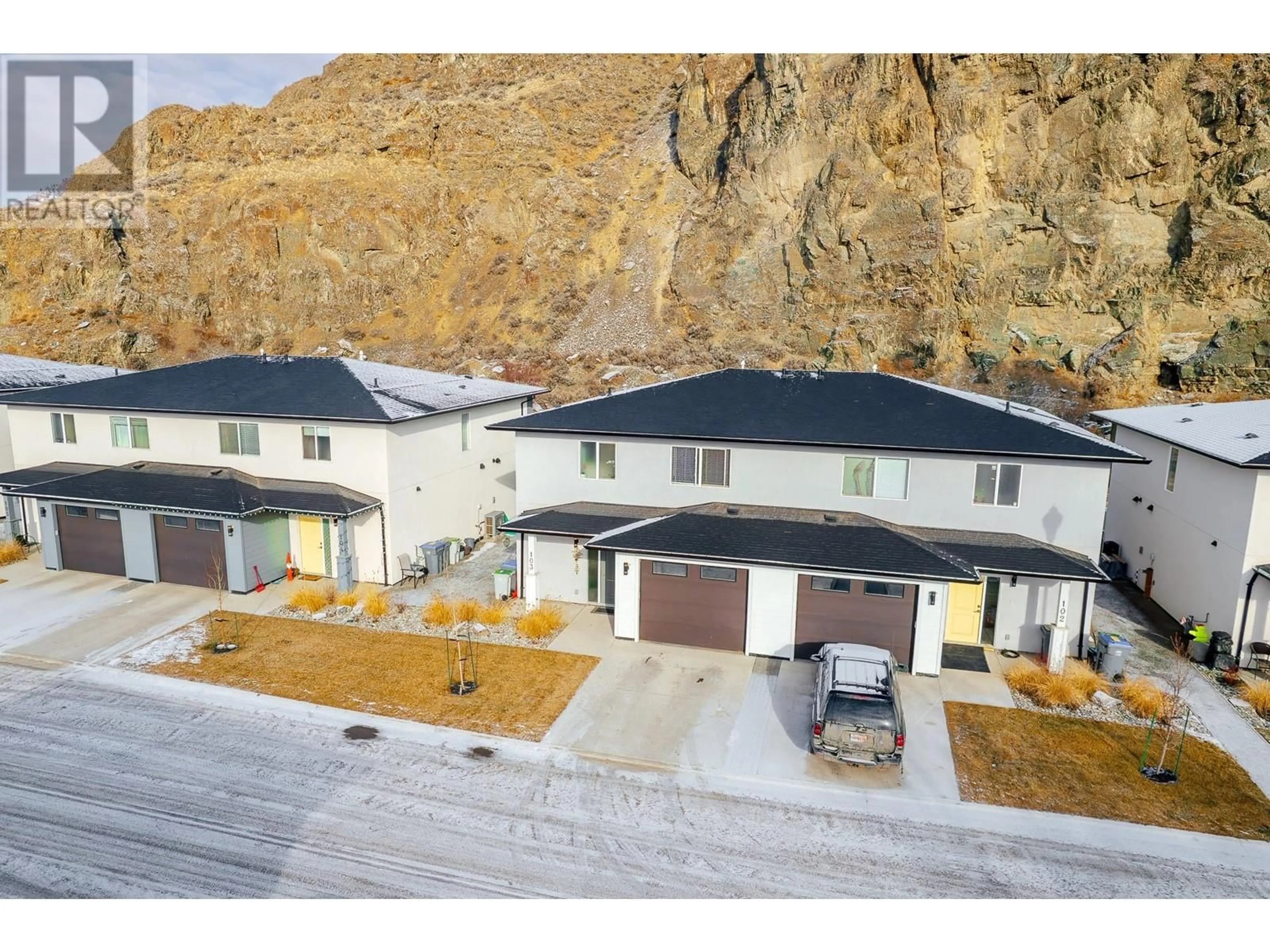 A pic from outside/outdoor area/front of a property/back of a property/a pic from drone, mountain view for 2683 ORD Road Unit# 103, Kamloops British Columbia V2B7V7