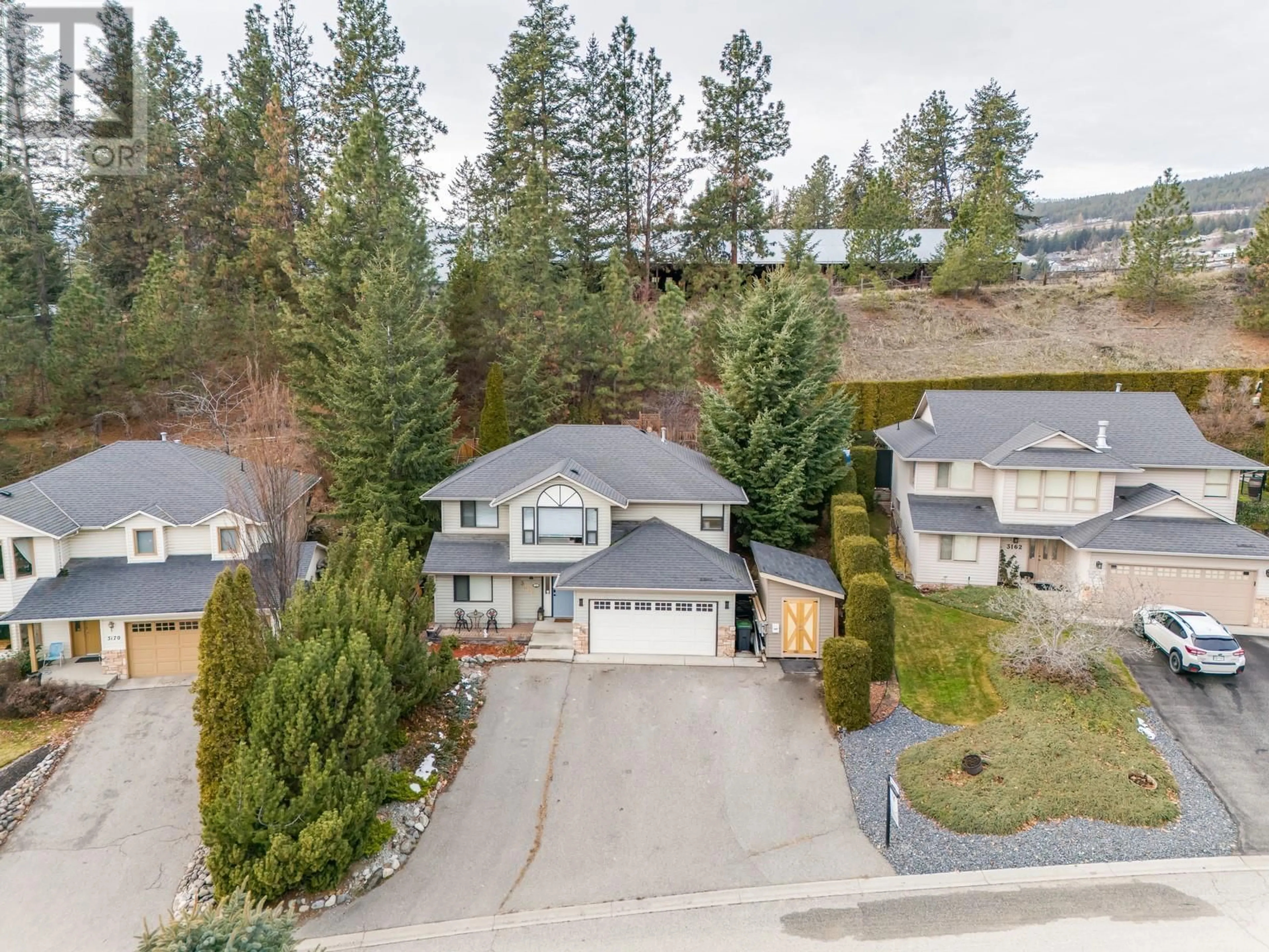 A pic from outside/outdoor area/front of a property/back of a property/a pic from drone, street for 3166 Broadview Place, West Kelowna British Columbia V4T1M9