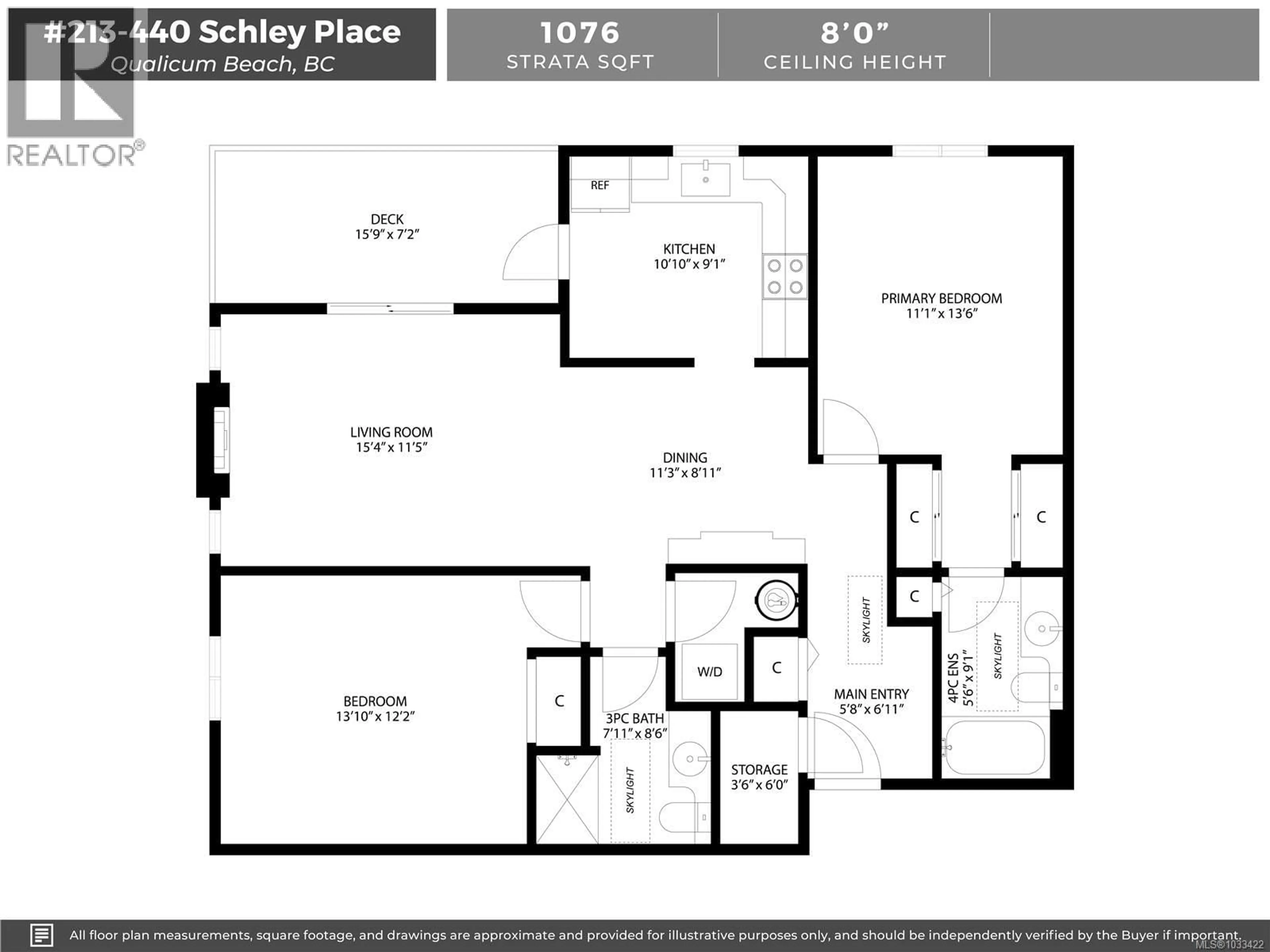 Floor plan for 213 - 440 SCHLEY PLACE, Qualicum Beach British Columbia V9K2M5