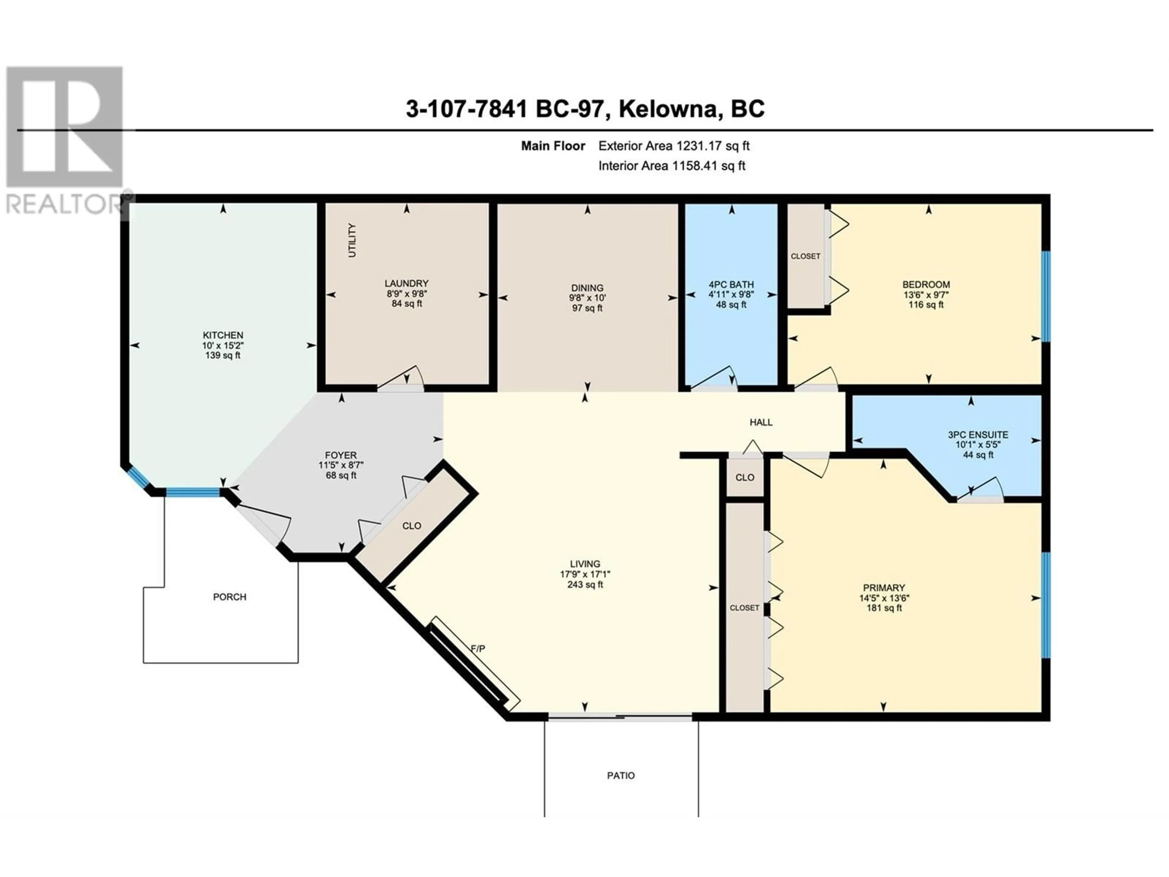 Floor plan for 107-3 7841 97 Highway, Lake Country British Columbia V4V1E7