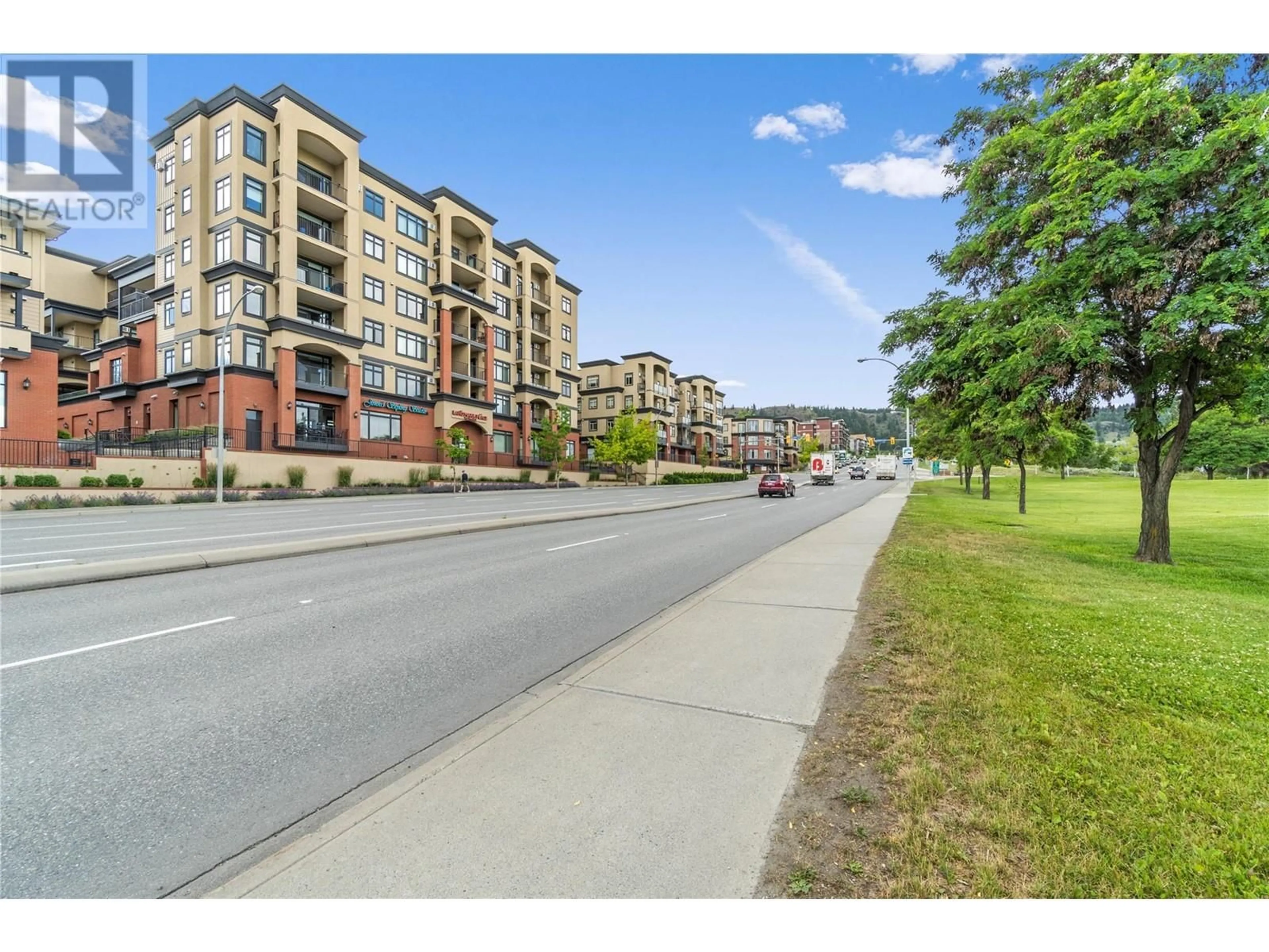 A pic from outside/outdoor area/front of a property/back of a property/a pic from drone, street for 765 MCGILL Road Unit# 404, Kamloops British Columbia V2C0B7