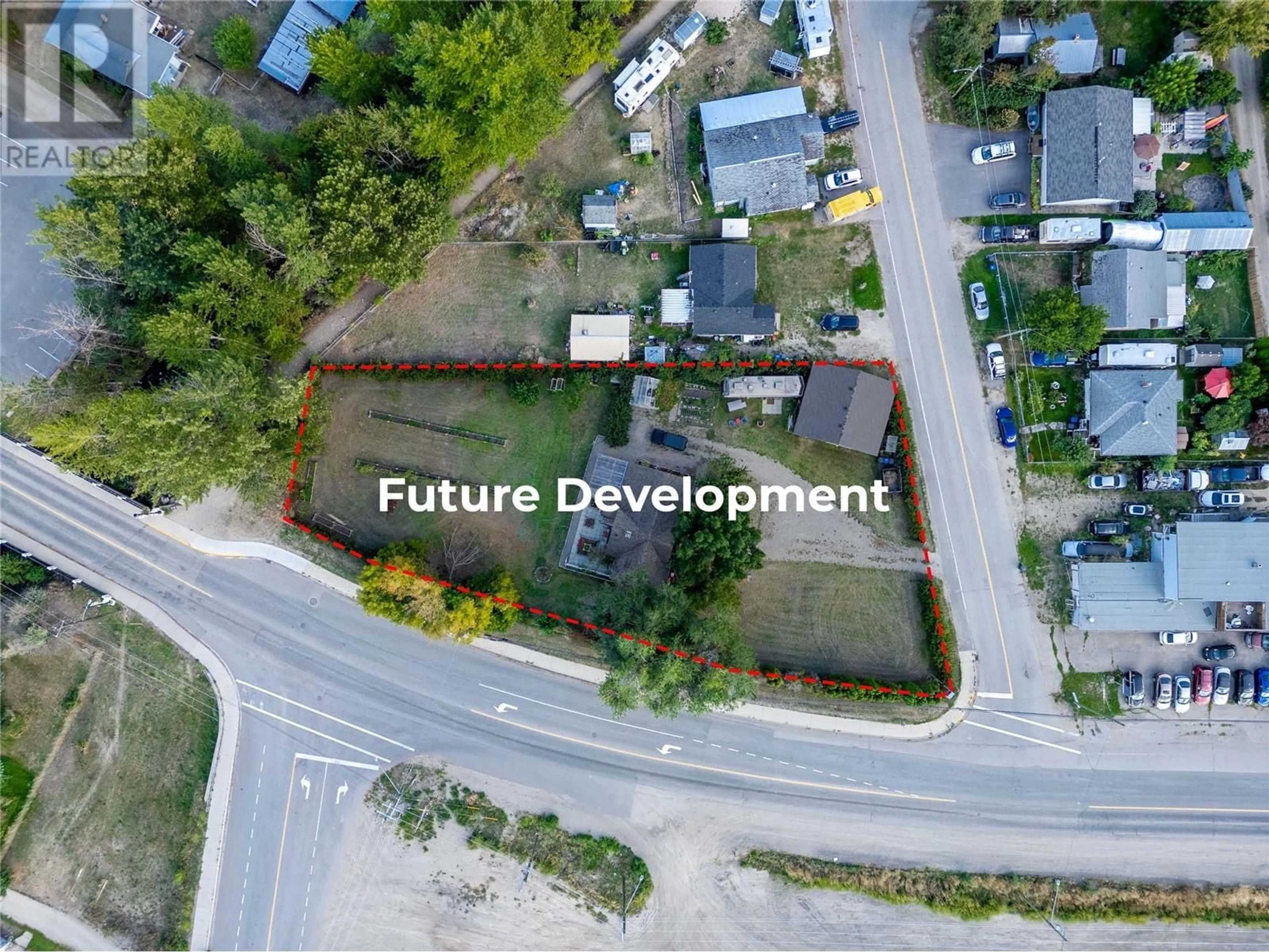 A pic from outside/outdoor area/front of a property/back of a property/a pic from drone, street for 213 Bell Street, Chase British Columbia V0E1M0