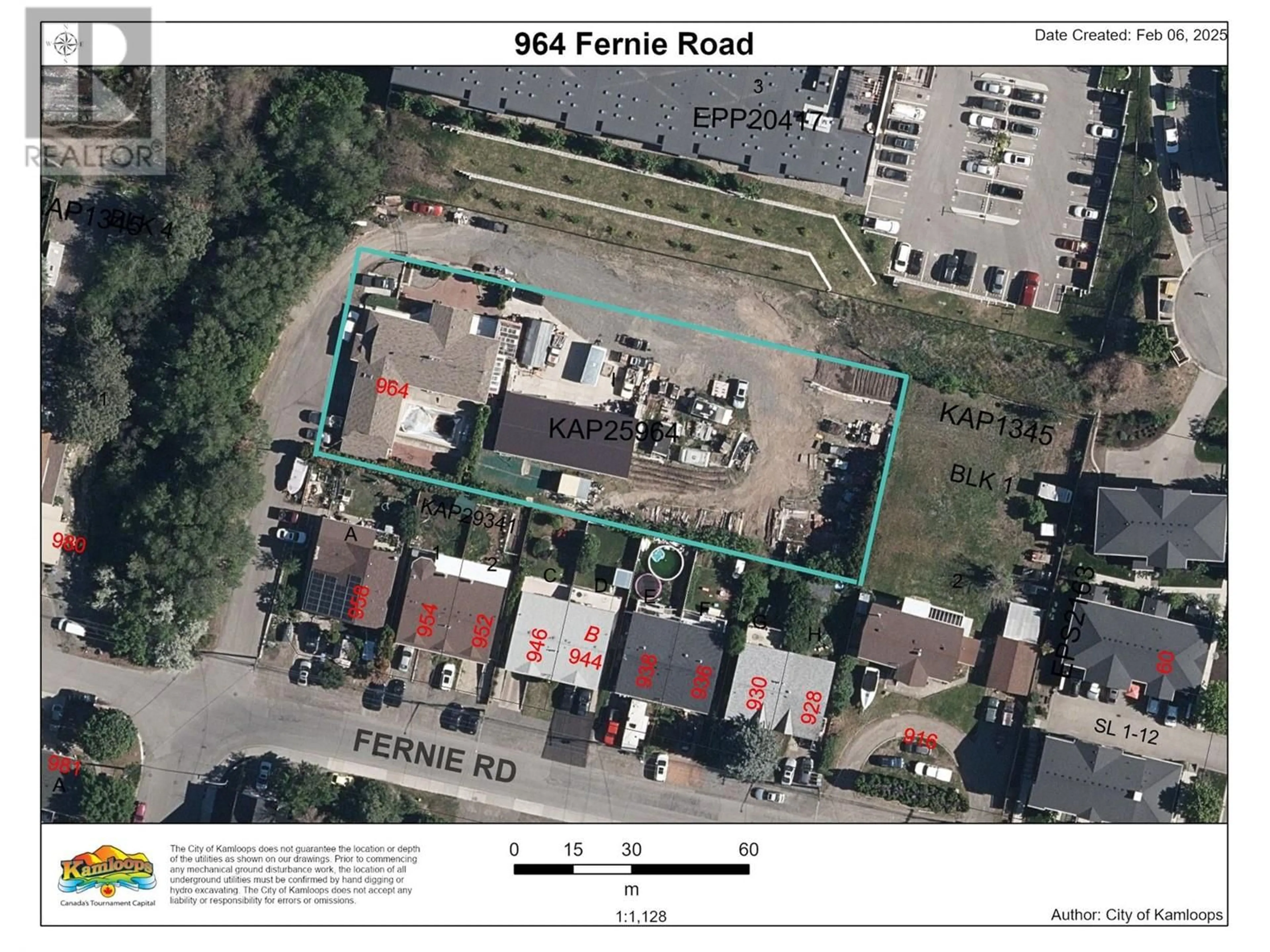 A pic from outside/outdoor area/front of a property/back of a property/a pic from drone, street for 964 FERNIE Road, Kamloops British Columbia V2C1B3