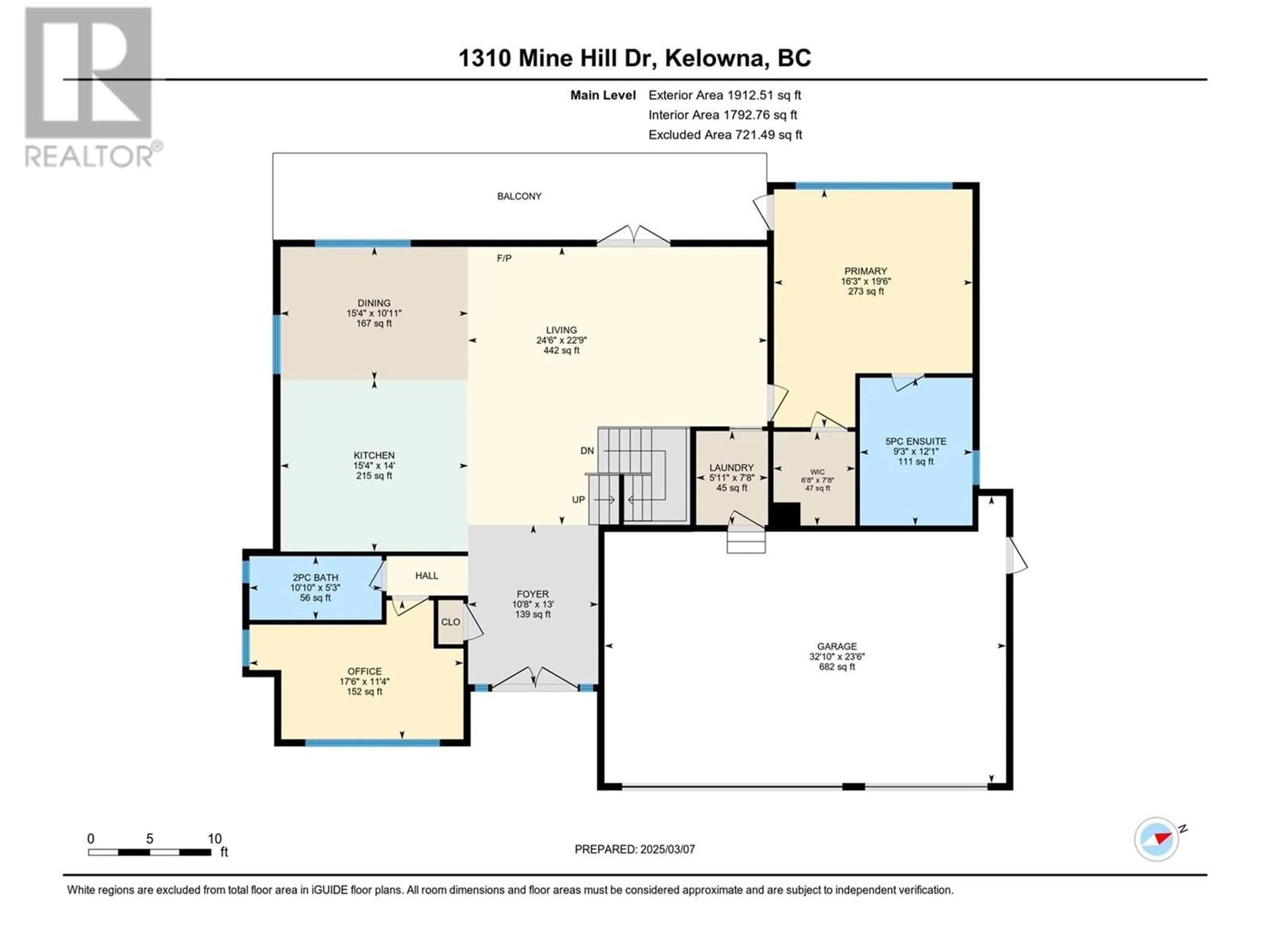 Floor plan for 1310 Mine Hill Drive, Kelowna British Columbia V1P1T6