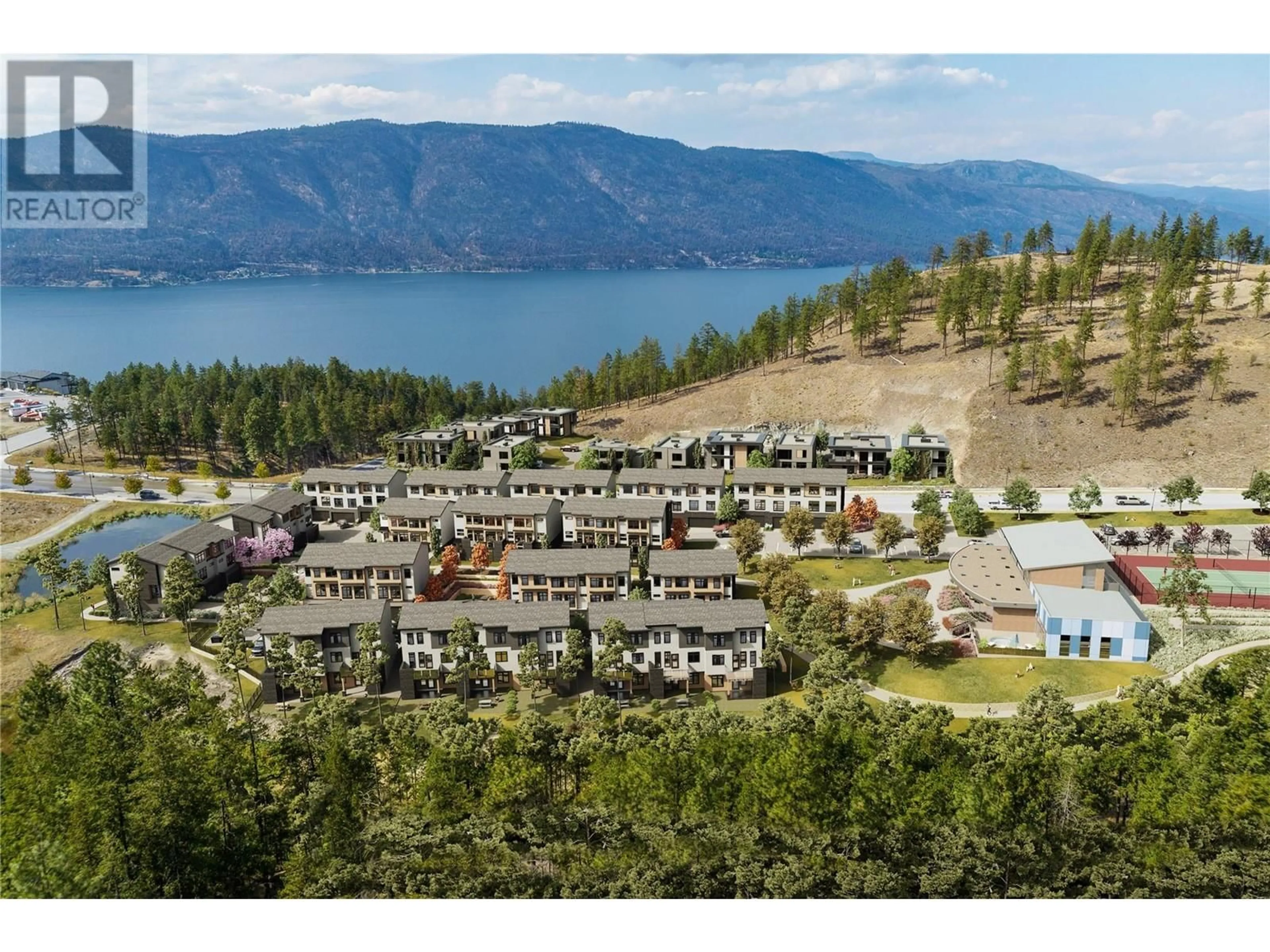 A pic from outside/outdoor area/front of a property/back of a property/a pic from drone, water/lake/river/ocean view for 3425 Hilltown Drive Unit# 101, Kelowna British Columbia V1V2B5