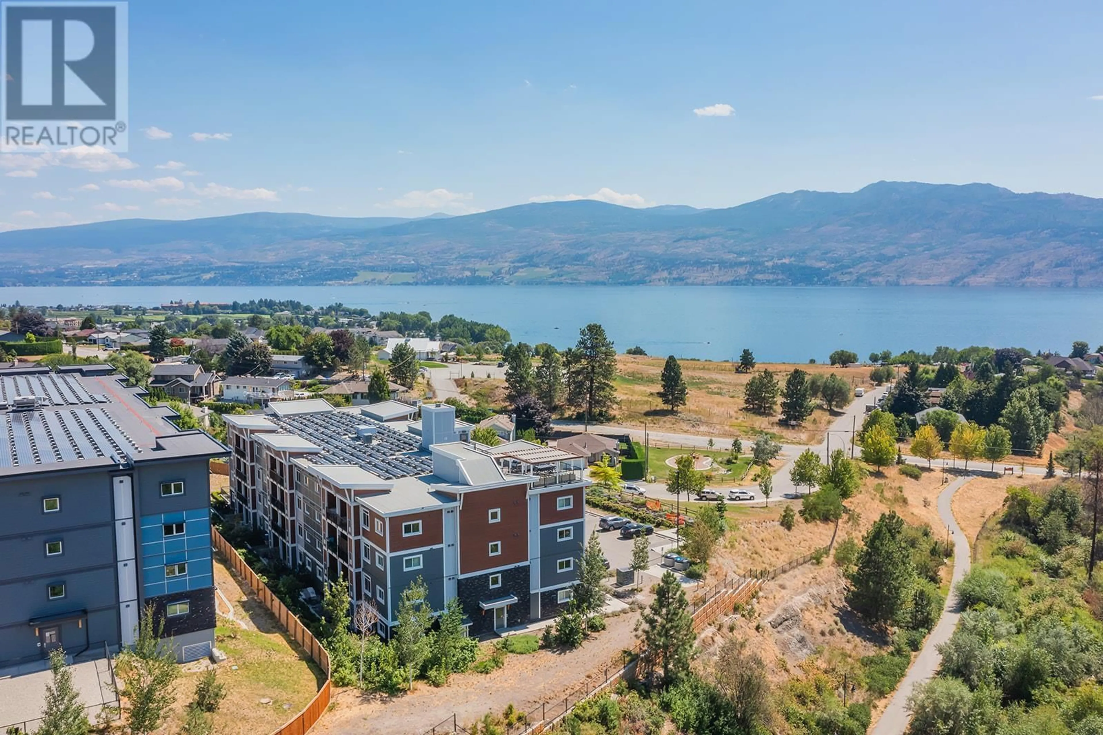 A pic from outside/outdoor area/front of a property/back of a property/a pic from drone, water/lake/river/ocean view for 2250 Majoros Road Unit# 404, West Kelowna British Columbia V4T2C2