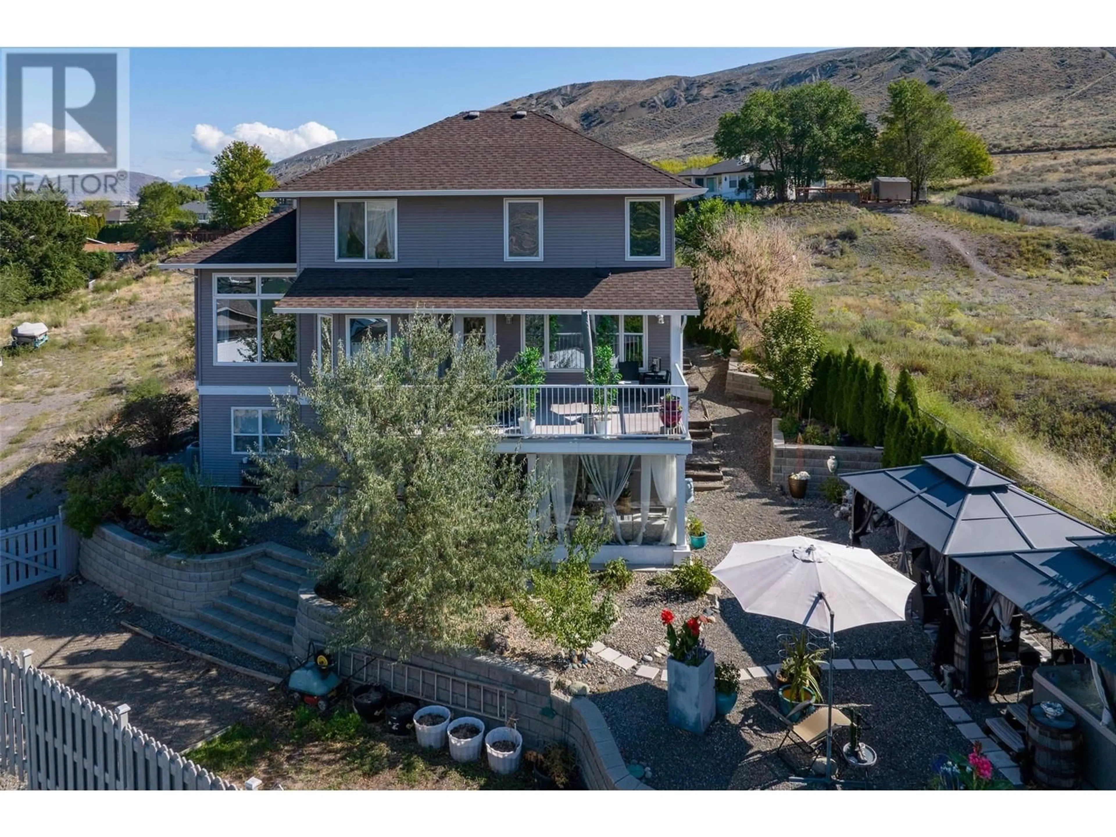 A pic from outside/outdoor area/front of a property/back of a property/a pic from drone, mountain view for 1270 VISTA HEIGHTS Drive, Ashcroft British Columbia V0K1A0