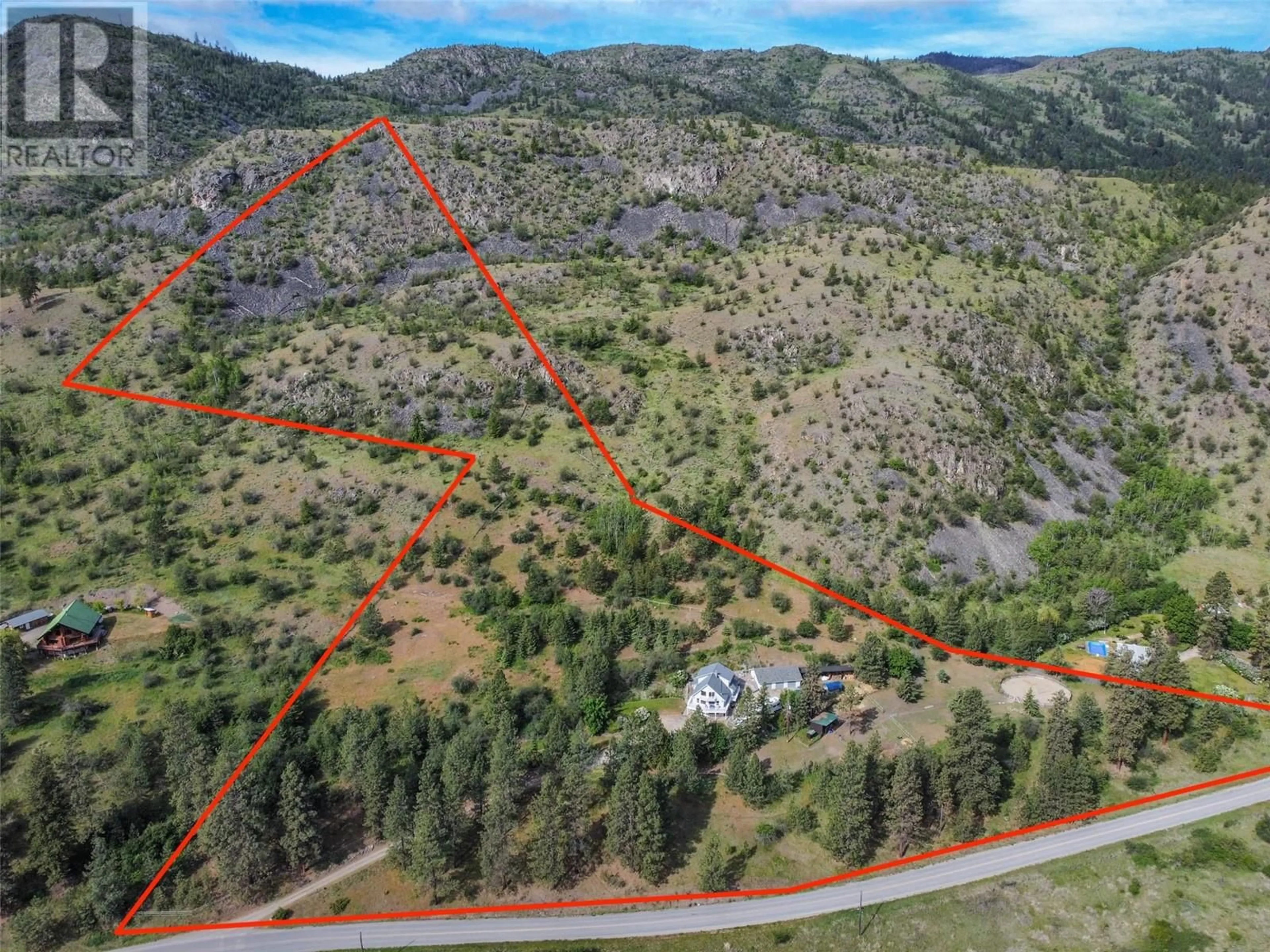 A pic from outside/outdoor area/front of a property/back of a property/a pic from drone, forest/trees view for 2737 Willowbrook Road, Oliver British Columbia V0H1T5