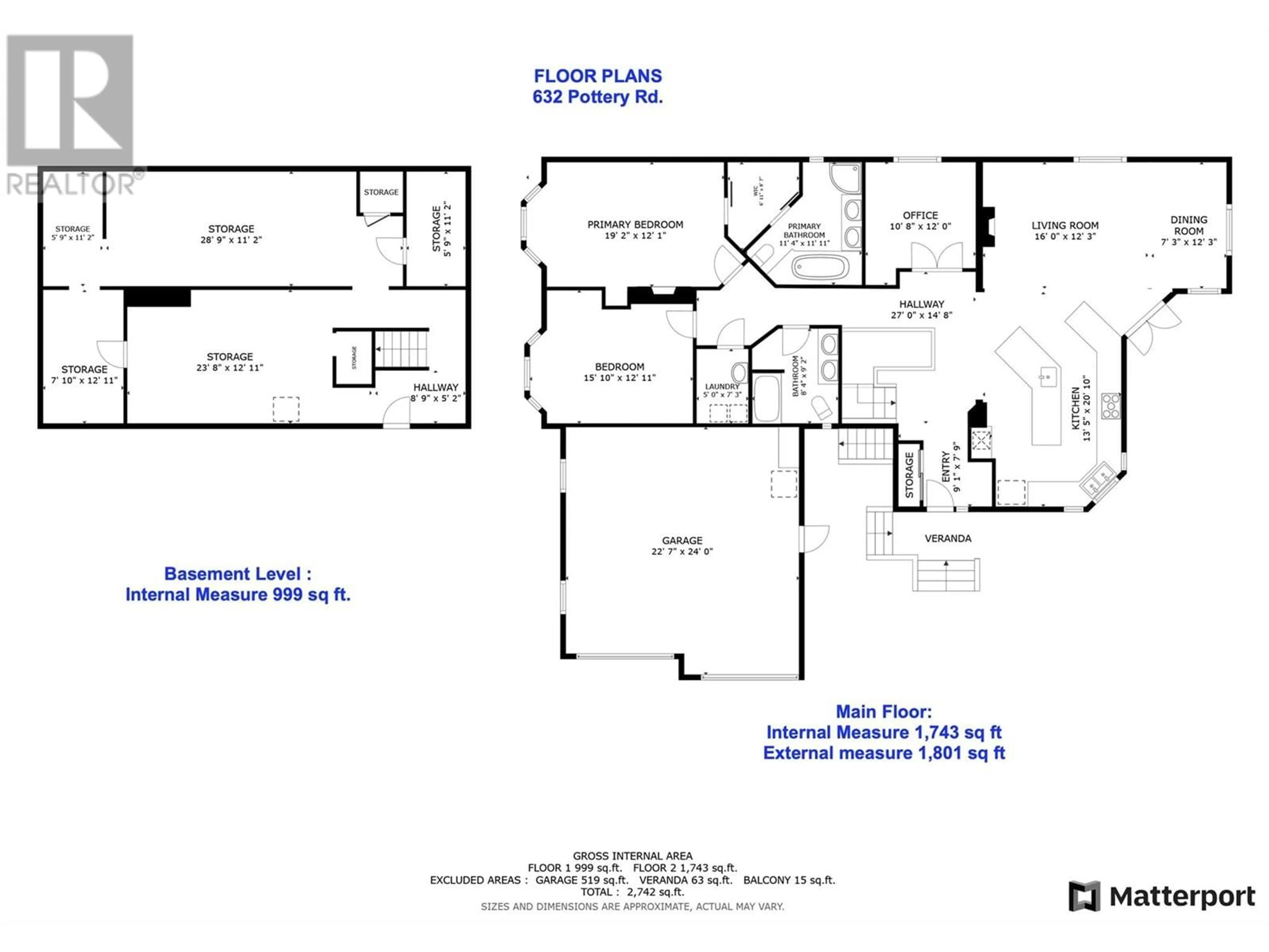 Floor plan for 632 Pottery Road, Vernon British Columbia V1B3A6