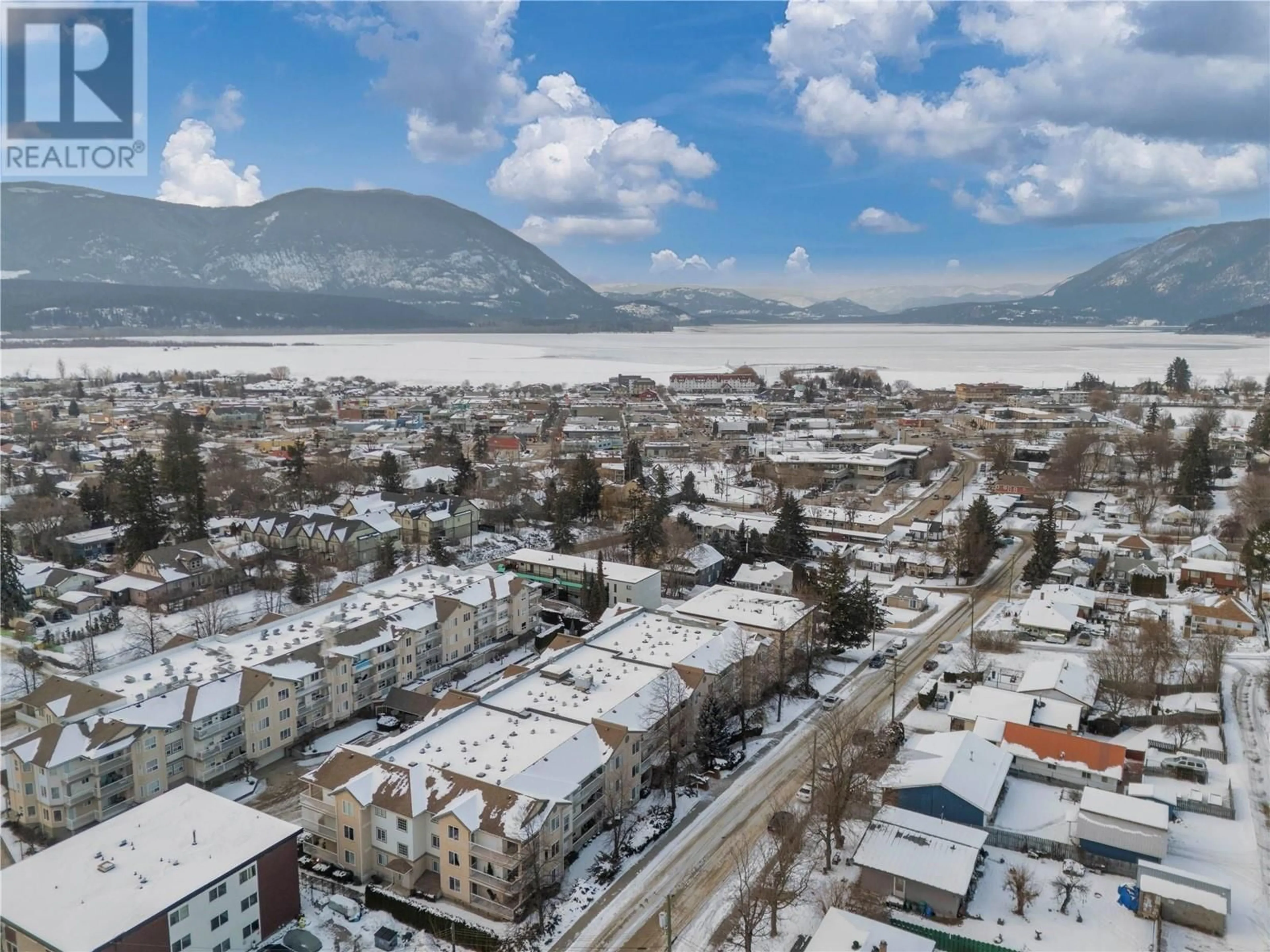 A pic from outside/outdoor area/front of a property/back of a property/a pic from drone, mountain view for 251 6 Street SE Unit# 308, Salmon Arm British Columbia V1E1J9