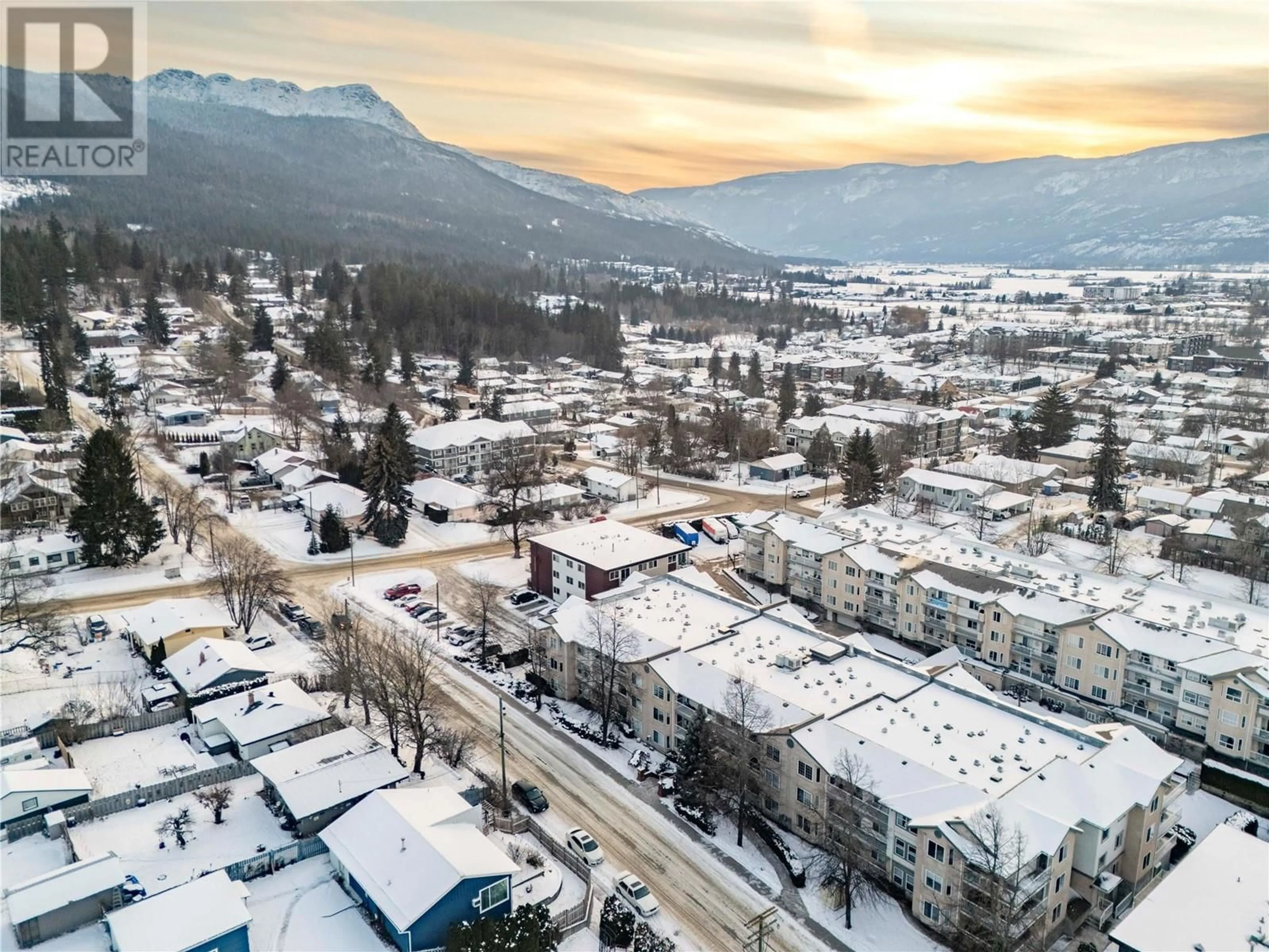 A pic from outside/outdoor area/front of a property/back of a property/a pic from drone, mountain view for 251 6 Street SE Unit# 308, Salmon Arm British Columbia V1E1J9