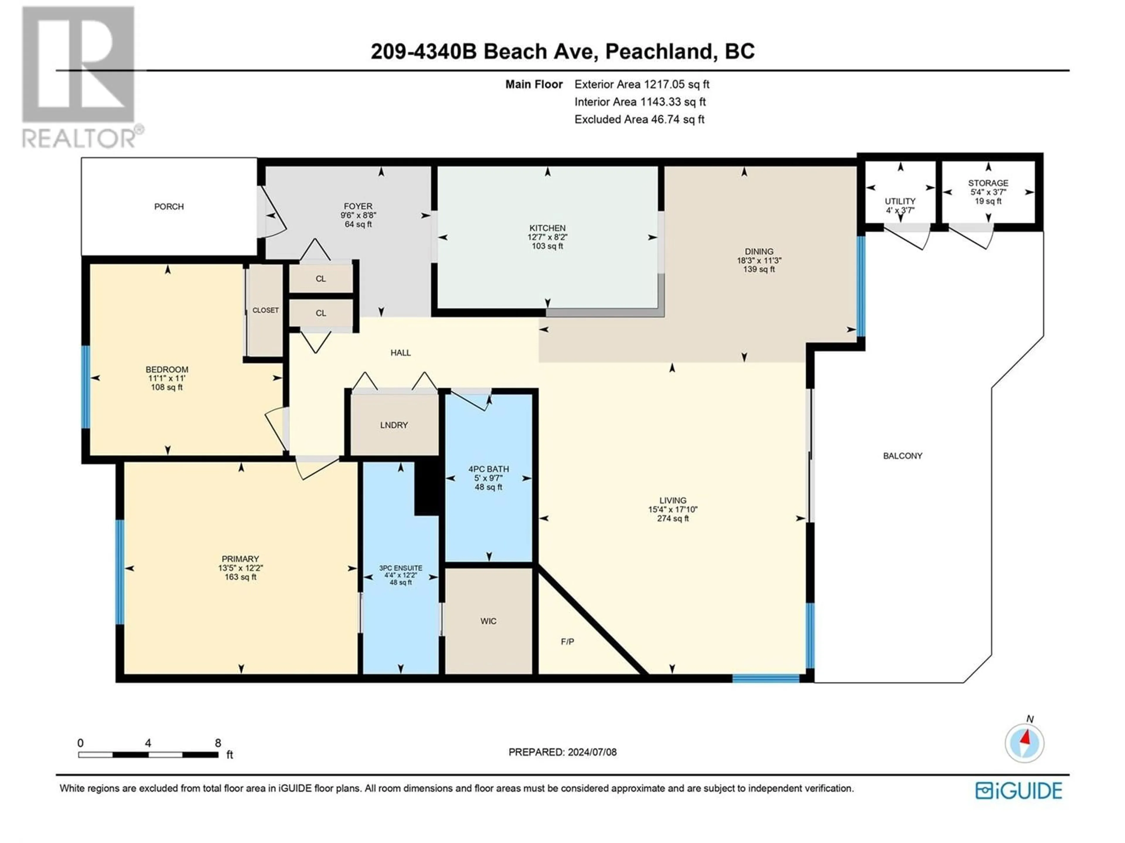 Floor plan for 209 - 4340B BEACH AVENUE, Peachland British Columbia V0H1X0