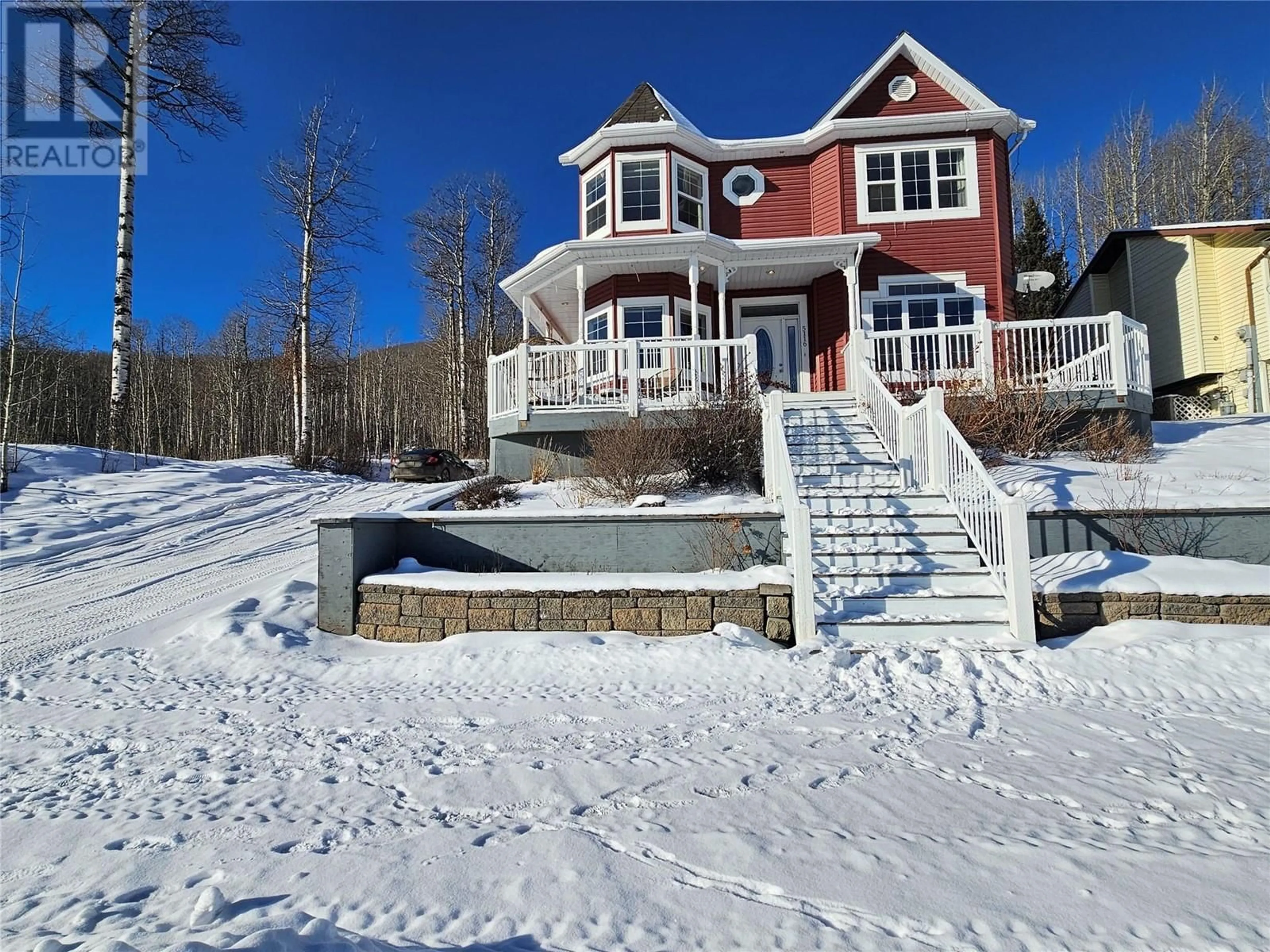 A pic from outside/outdoor area/front of a property/back of a property/a pic from drone, mountain view for 5116 45 NW Avenue, Chetwynd British Columbia V0C1J0