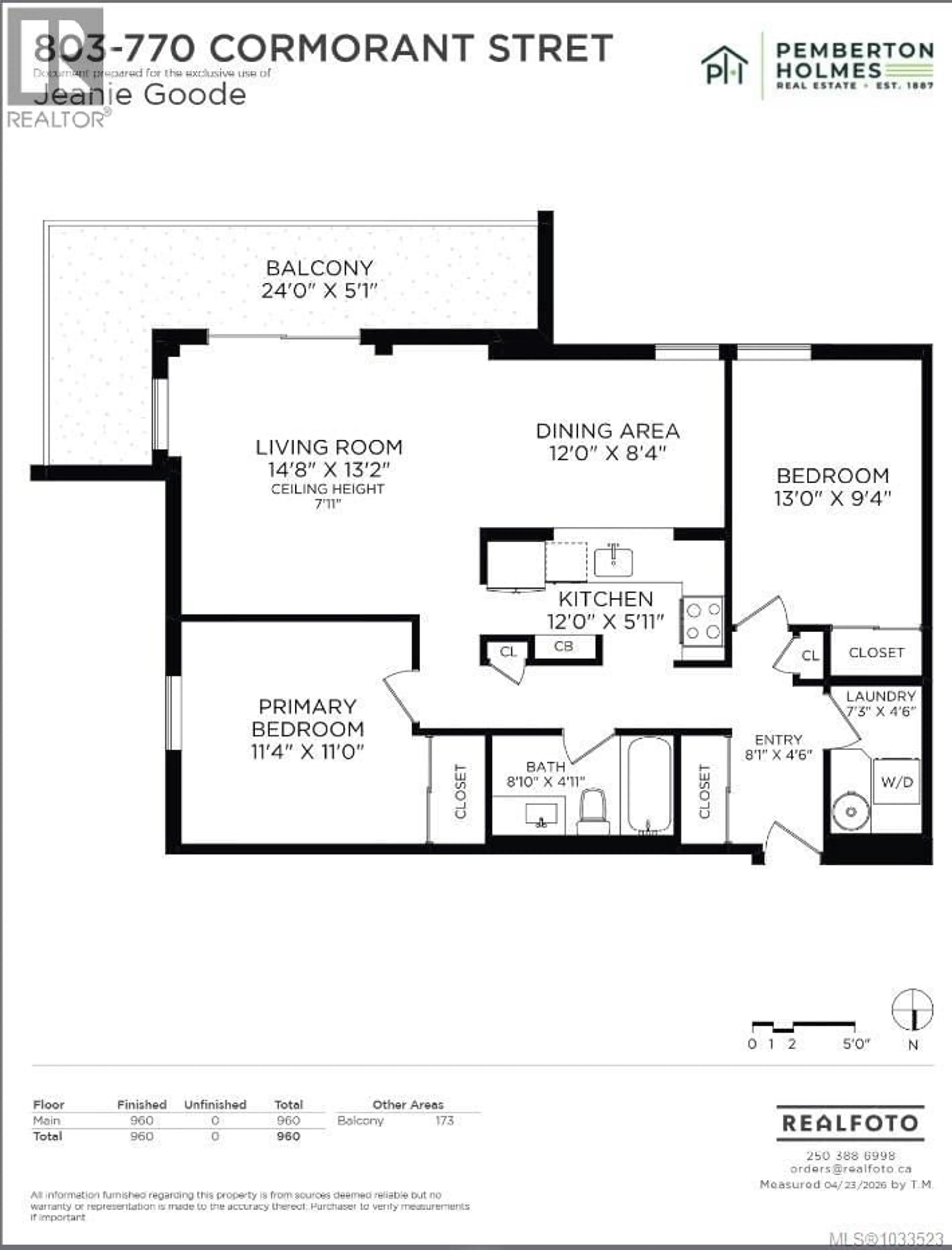 Floor plan for 803 - 770 CORMORANT STREET, Victoria British Columbia V8W3J3