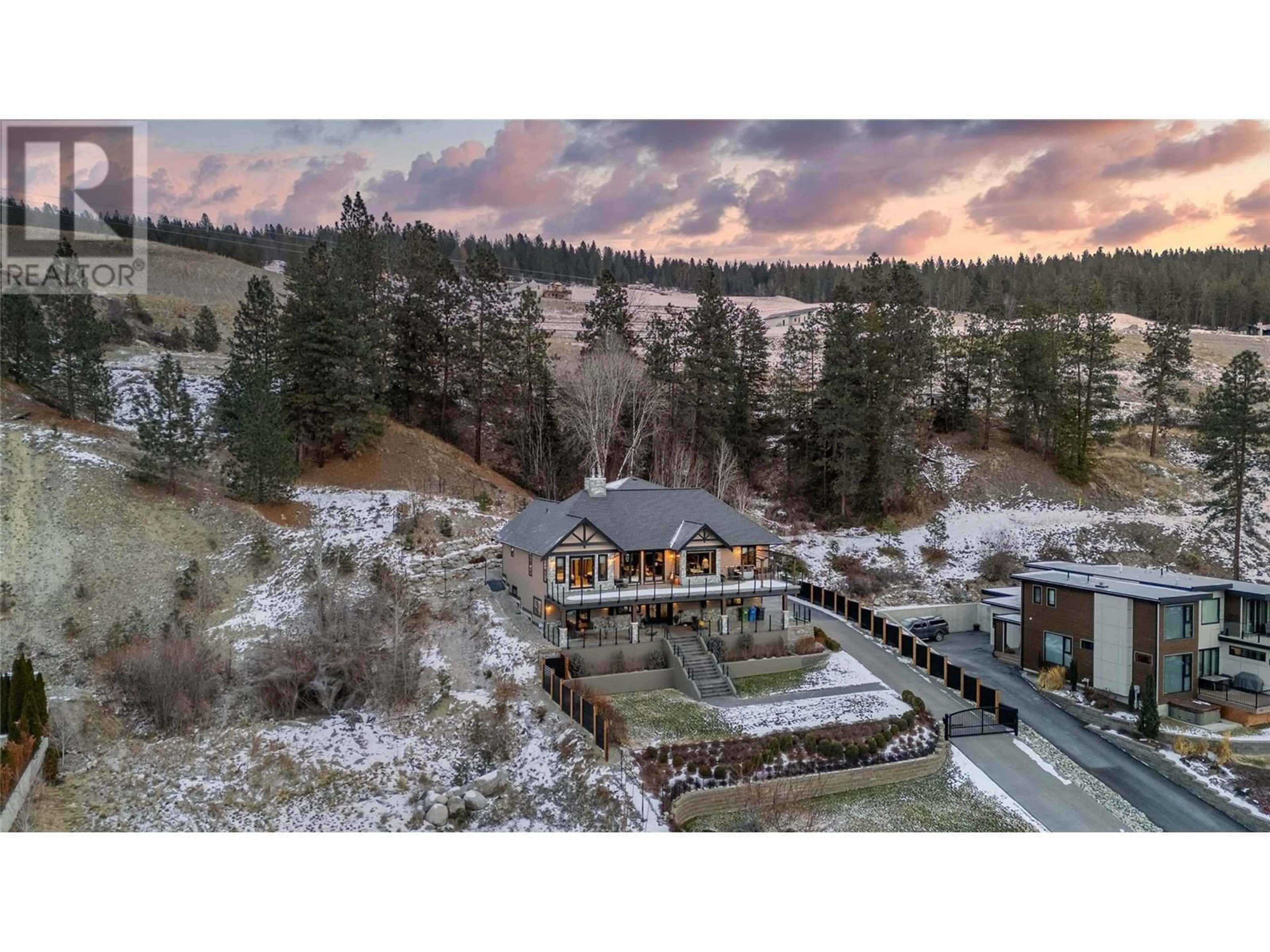 A pic from outside/outdoor area/front of a property/back of a property/a pic from drone, mountain view for 136 Flagstone Rise, Naramata British Columbia V0H1N1