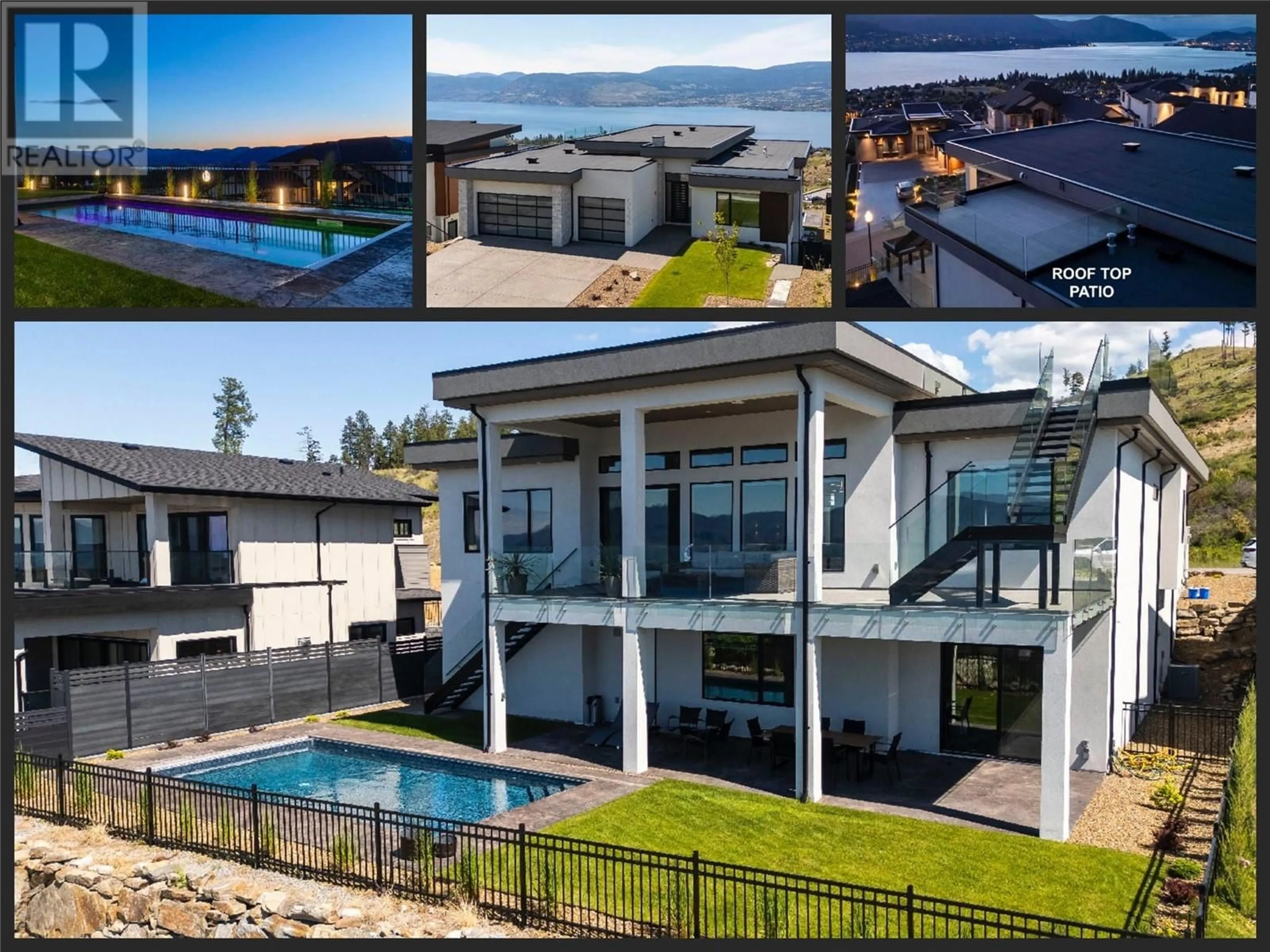 A pic from outside/outdoor area/front of a property/back of a property/a pic from drone, water/lake/river/ocean view for 5546 Upper Mission Drive, Kelowna British Columbia V1W5M4