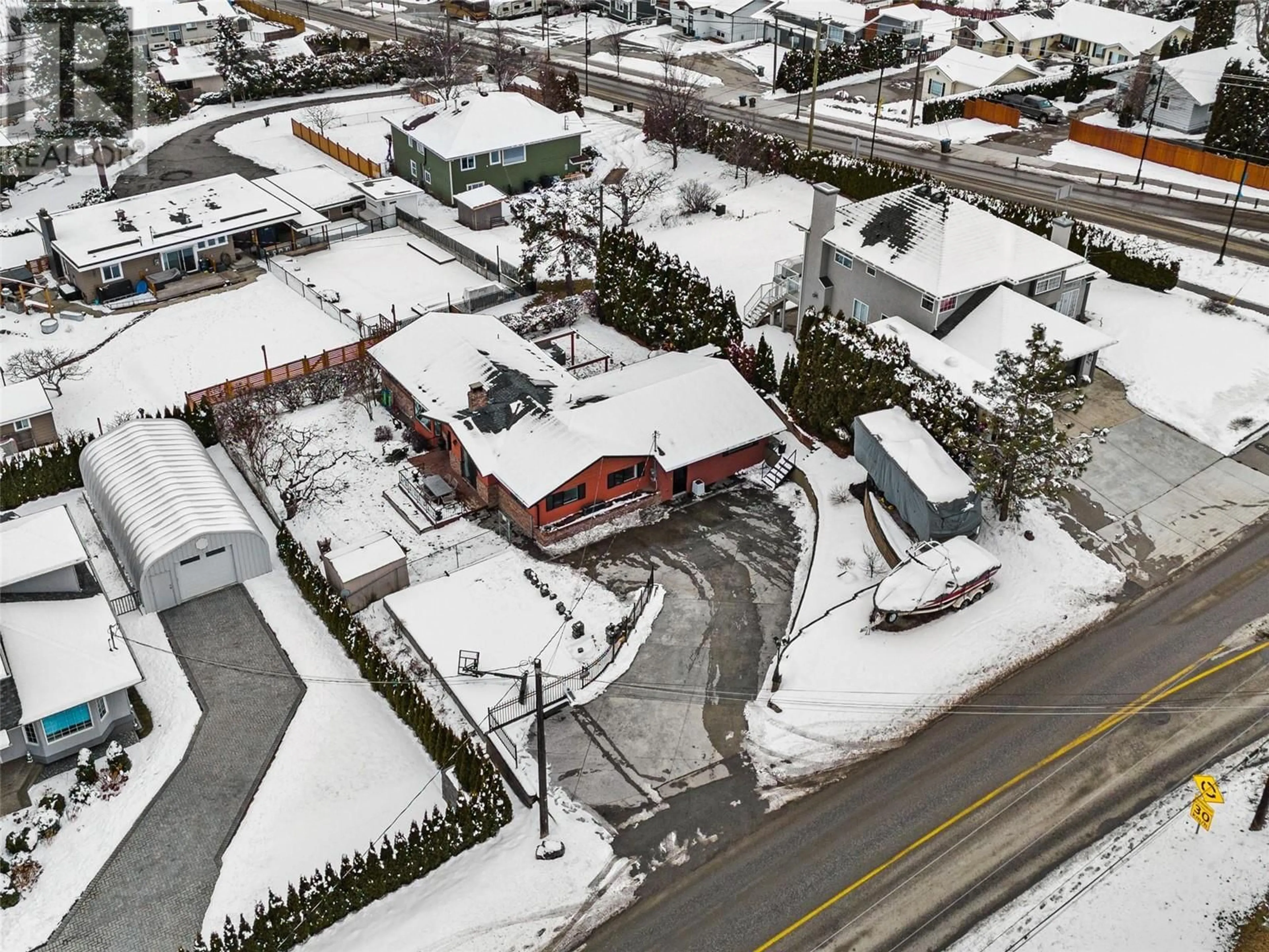 A pic from outside/outdoor area/front of a property/back of a property/a pic from drone, street for 961 Anders Road, West Kelowna British Columbia V1Z1K4