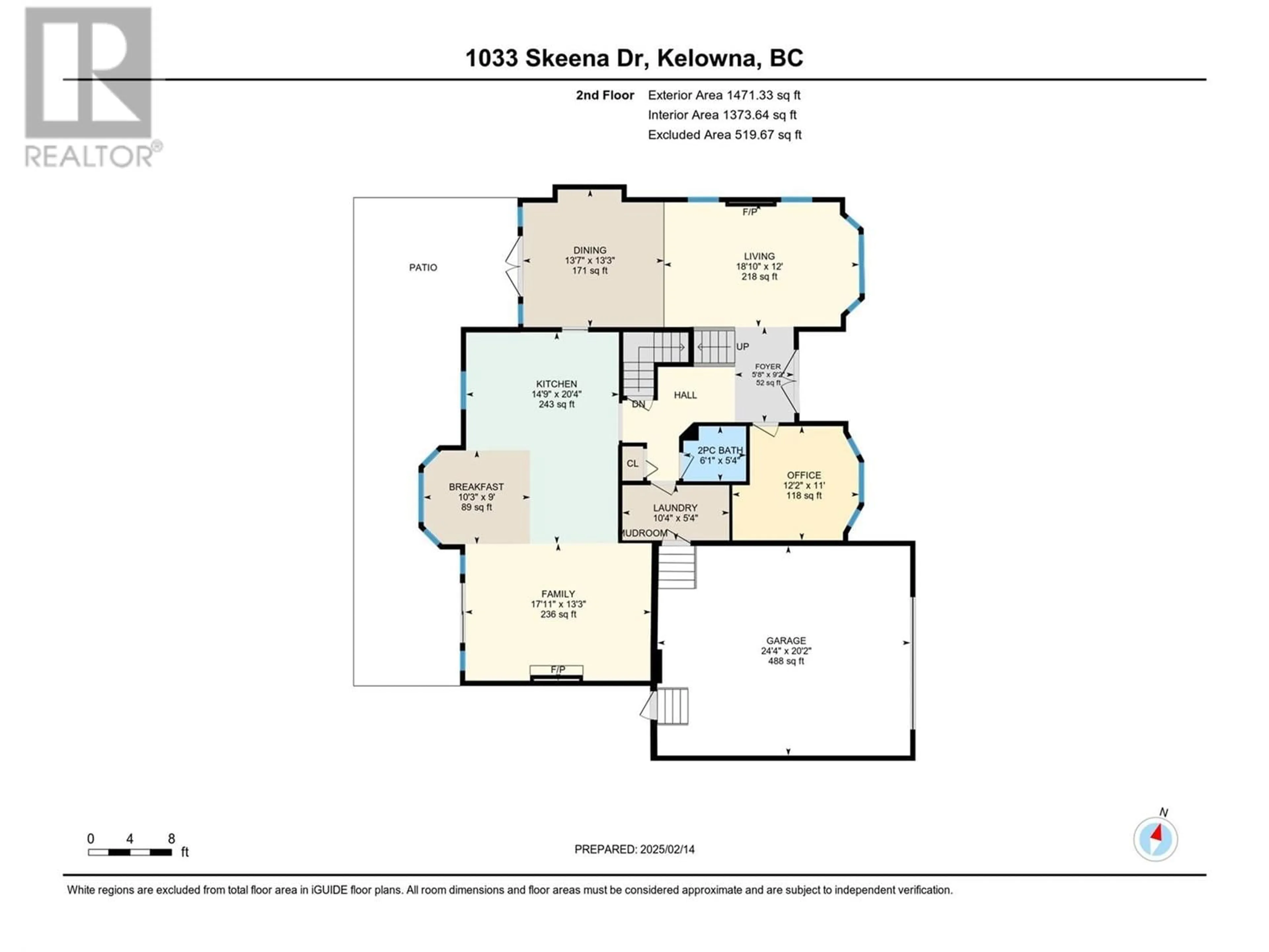 Floor plan for 1033 Skeena Drive, Kelowna British Columbia V1V2K7