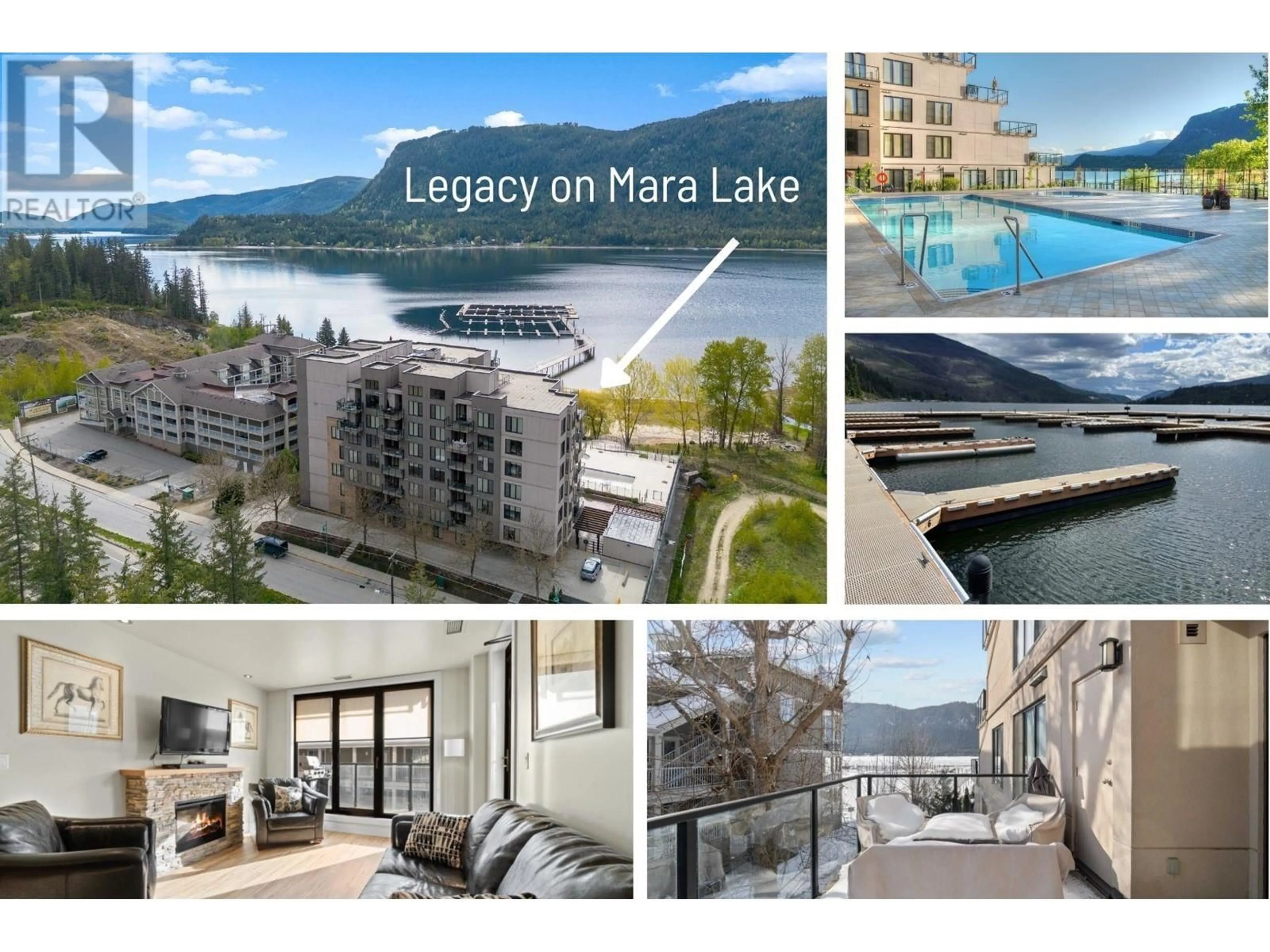 A pic from outside/outdoor area/front of a property/back of a property/a pic from drone, water/lake/river/ocean view for 326 Mara Lake Lane Unit# 204, Sicamous British Columbia V0E2V0