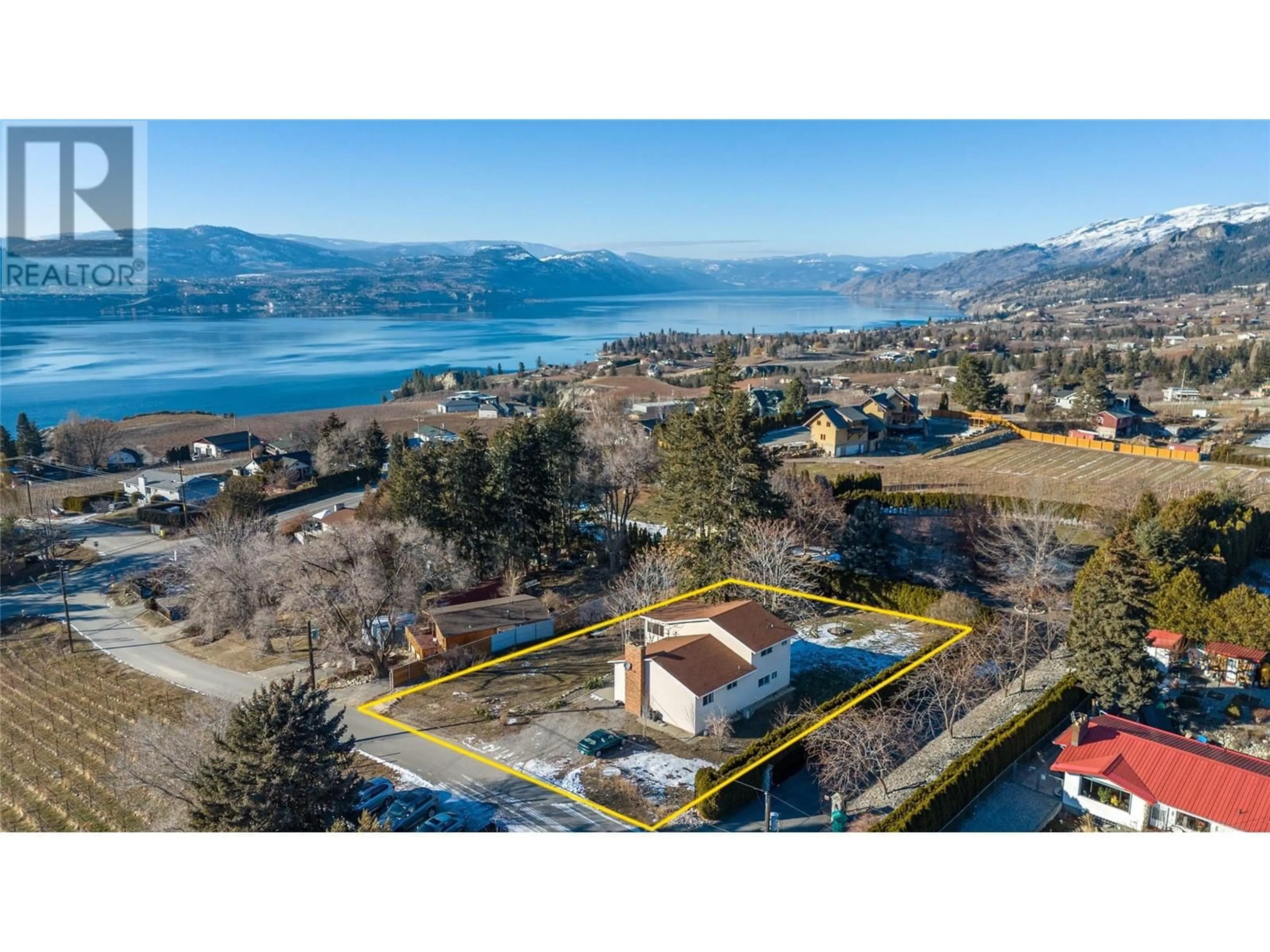 A pic from outside/outdoor area/front of a property/back of a property/a pic from drone, water/lake/river/ocean view for 1145 MCPHEE ROAD, Naramata British Columbia V0H1N0