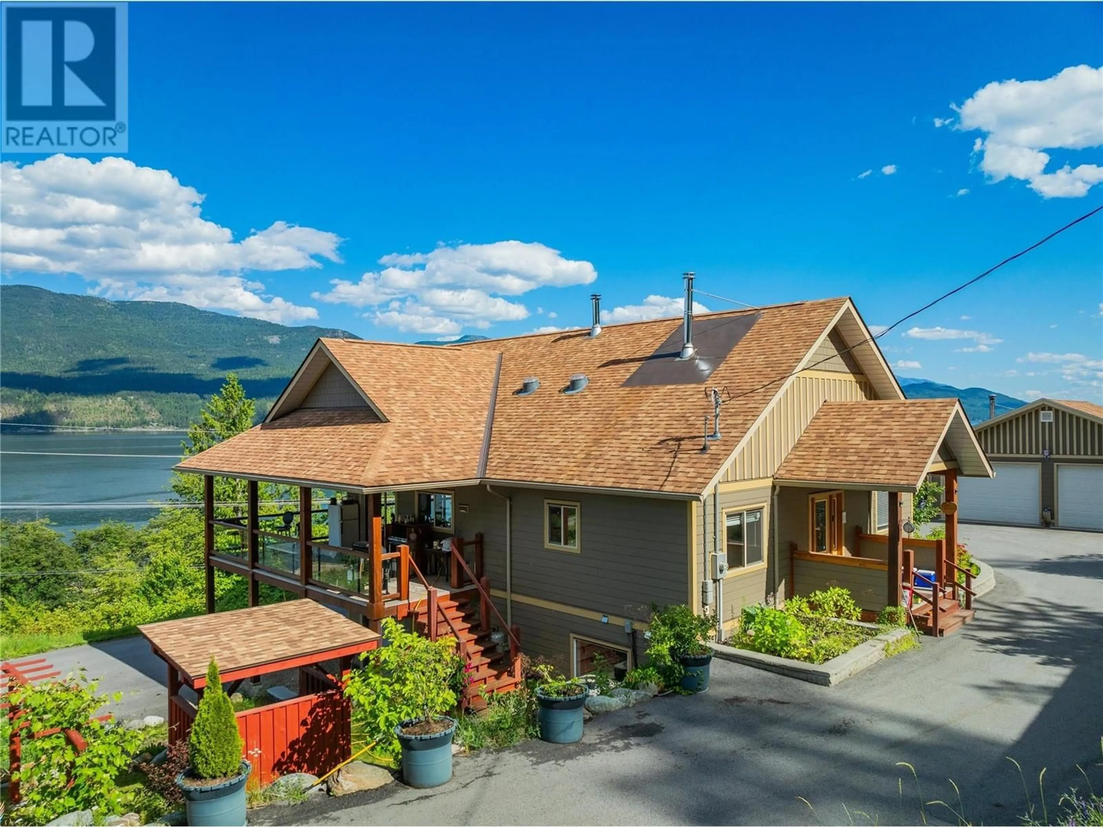 A pic from outside/outdoor area/front of a property/back of a property/a pic from drone, mountain view for 3558 SPRAGUE STREET, Ainsworth British Columbia V0G1A0
