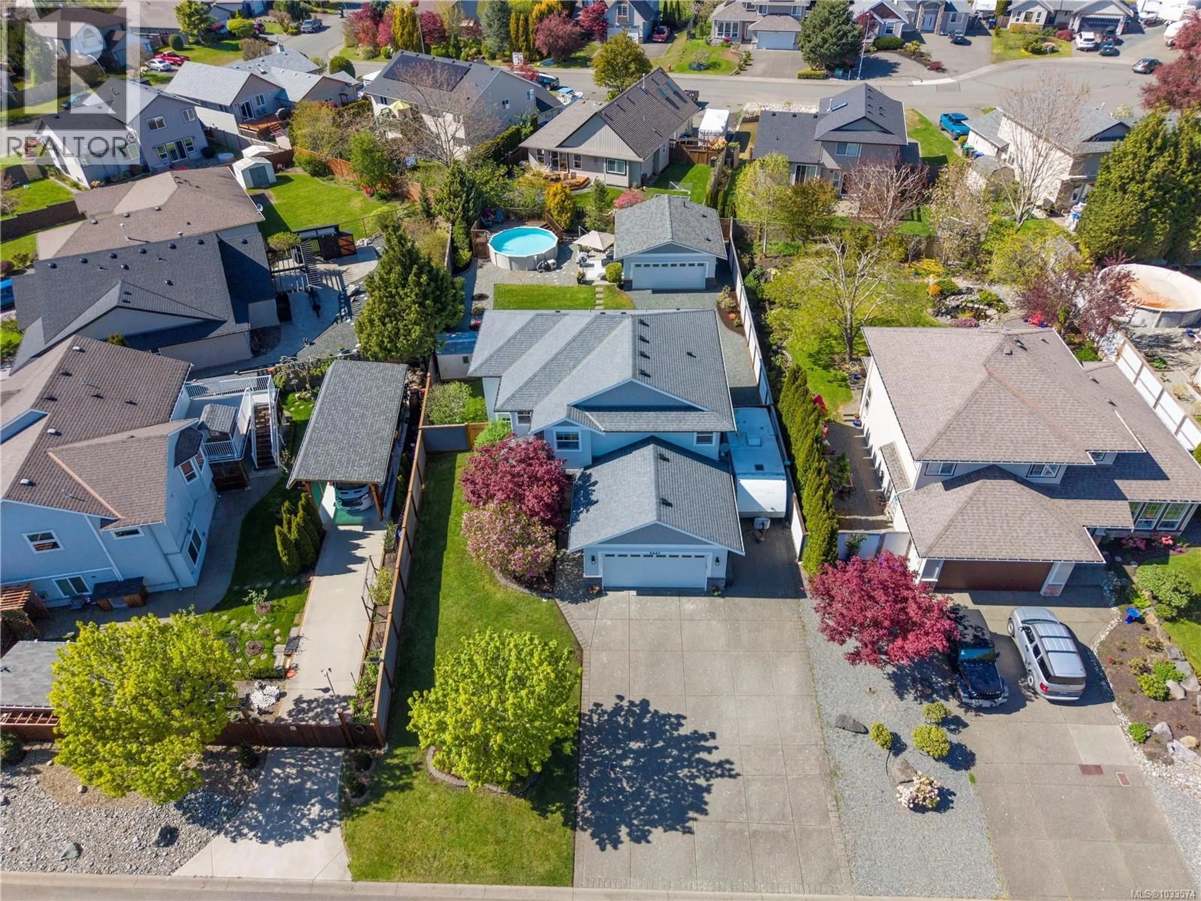 A pic from outside/outdoor area/front of a property/back of a property/a pic from drone, street for 2461 STIRLING CRESCENT, Courtenay British Columbia V9N1Y2
