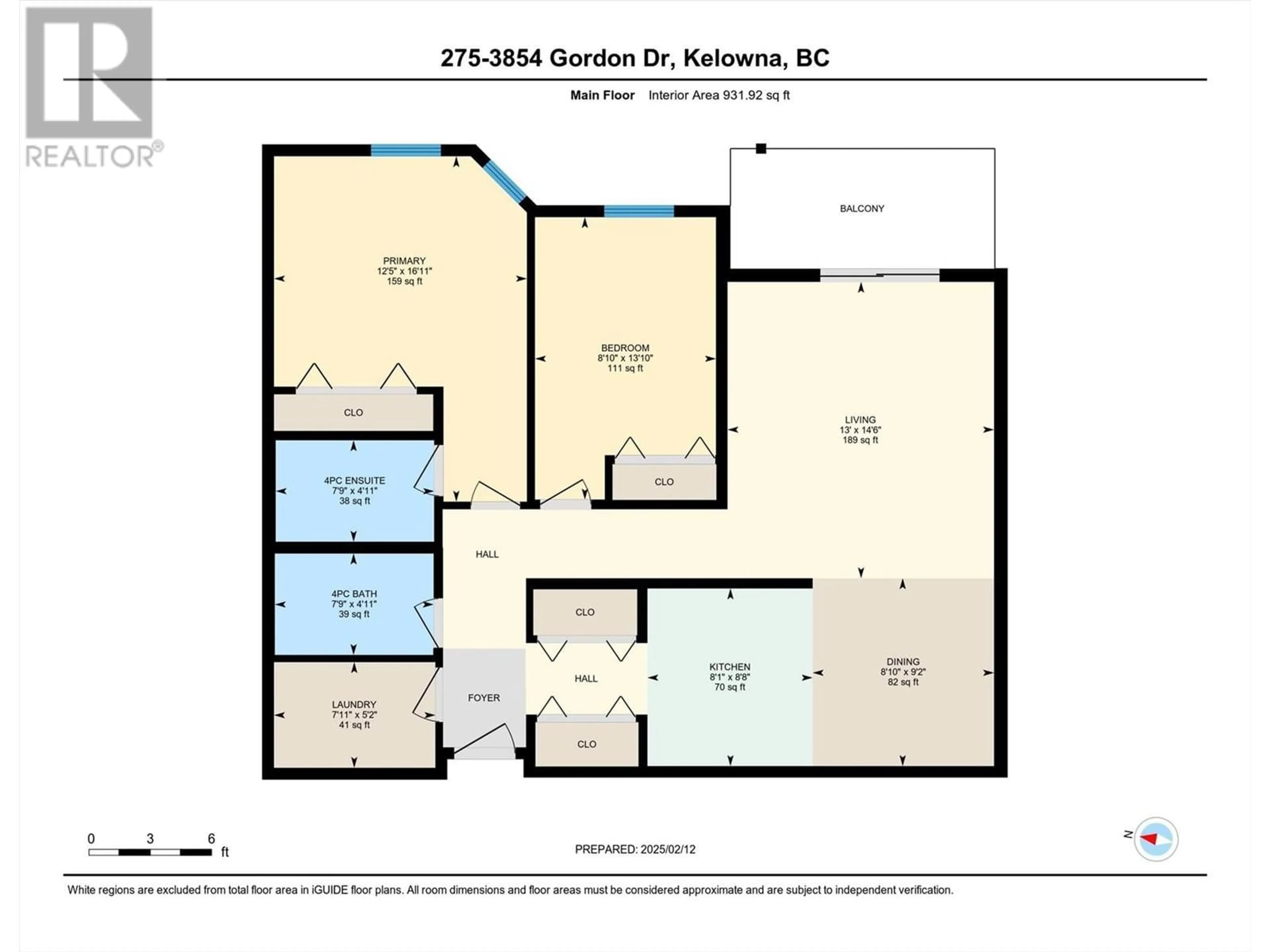 Floor plan for 275 - 3854 GORDON DRIVE, Kelowna British Columbia V1W3G4