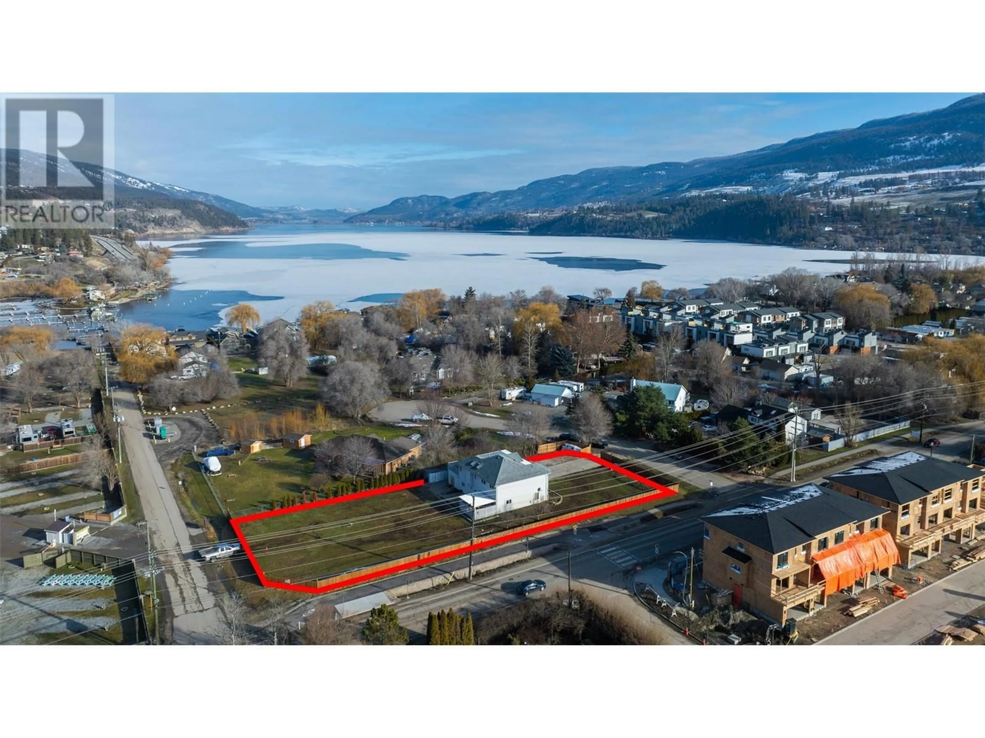 A pic from outside/outdoor area/front of a property/back of a property/a pic from drone, water/lake/river/ocean view for 11506 Turtle Bay Court, Lake Country British Columbia V4V1X9