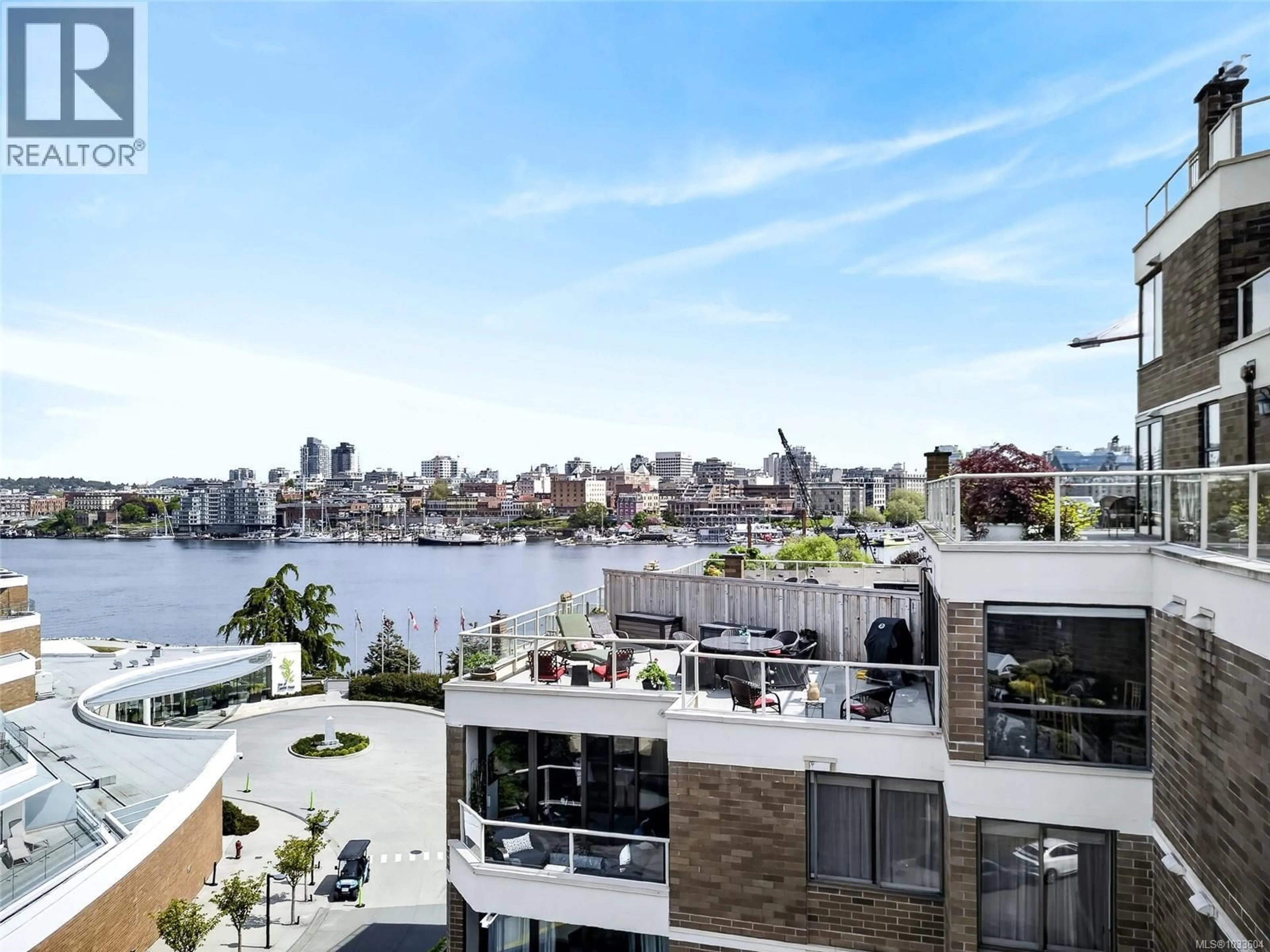 Balcony in the apartment, water/lake/river/ocean view for 504 - 225 BELLEVILLE STREET, Victoria British Columbia V8V4T9