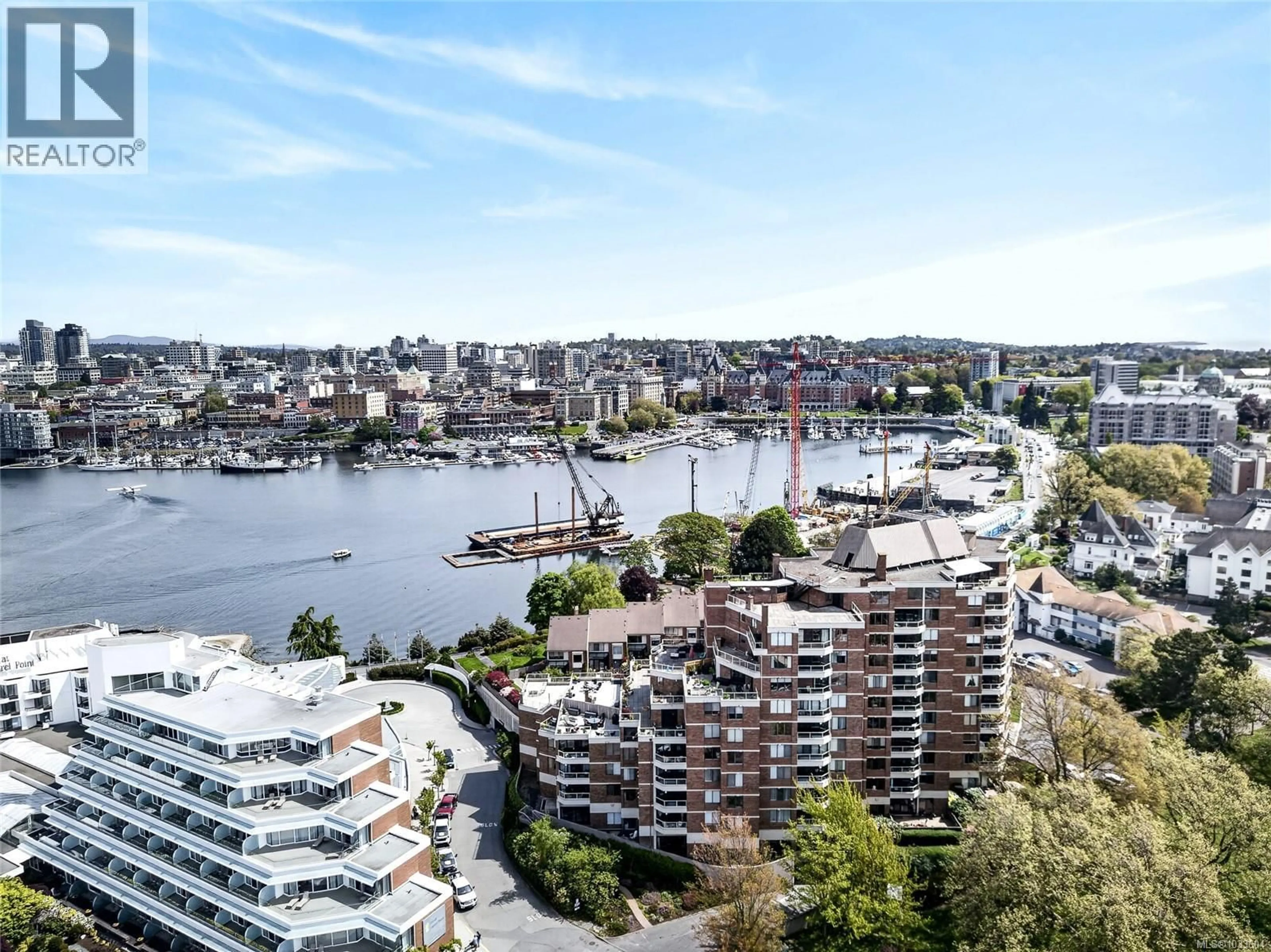 A pic from outside/outdoor area/front of a property/back of a property/a pic from drone, water/lake/river/ocean view for 504 - 225 BELLEVILLE STREET, Victoria British Columbia V8V4T9