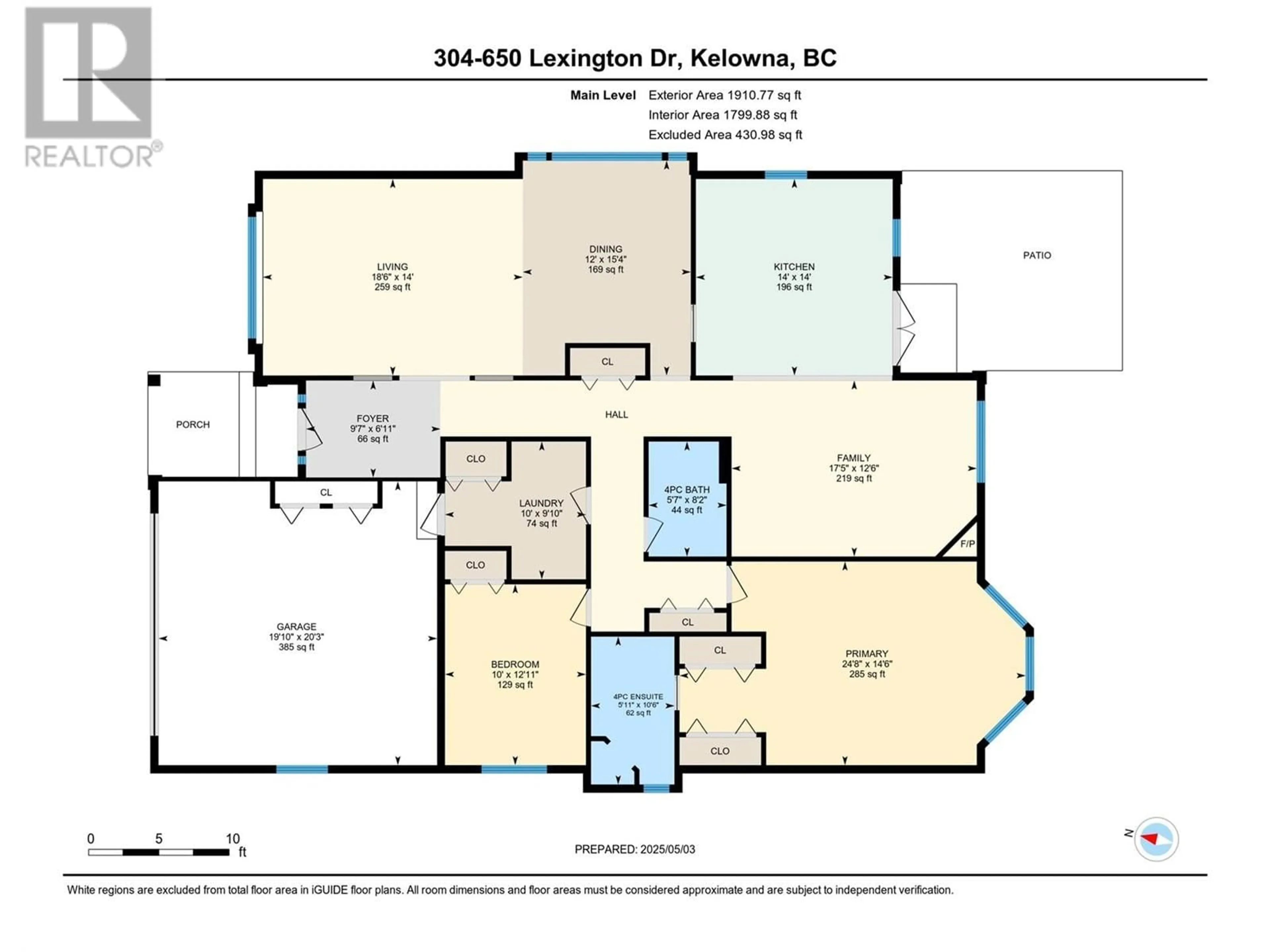 Floor plan for 304 - 650 LEXINGTON DRIVE, Kelowna British Columbia V1W3B6