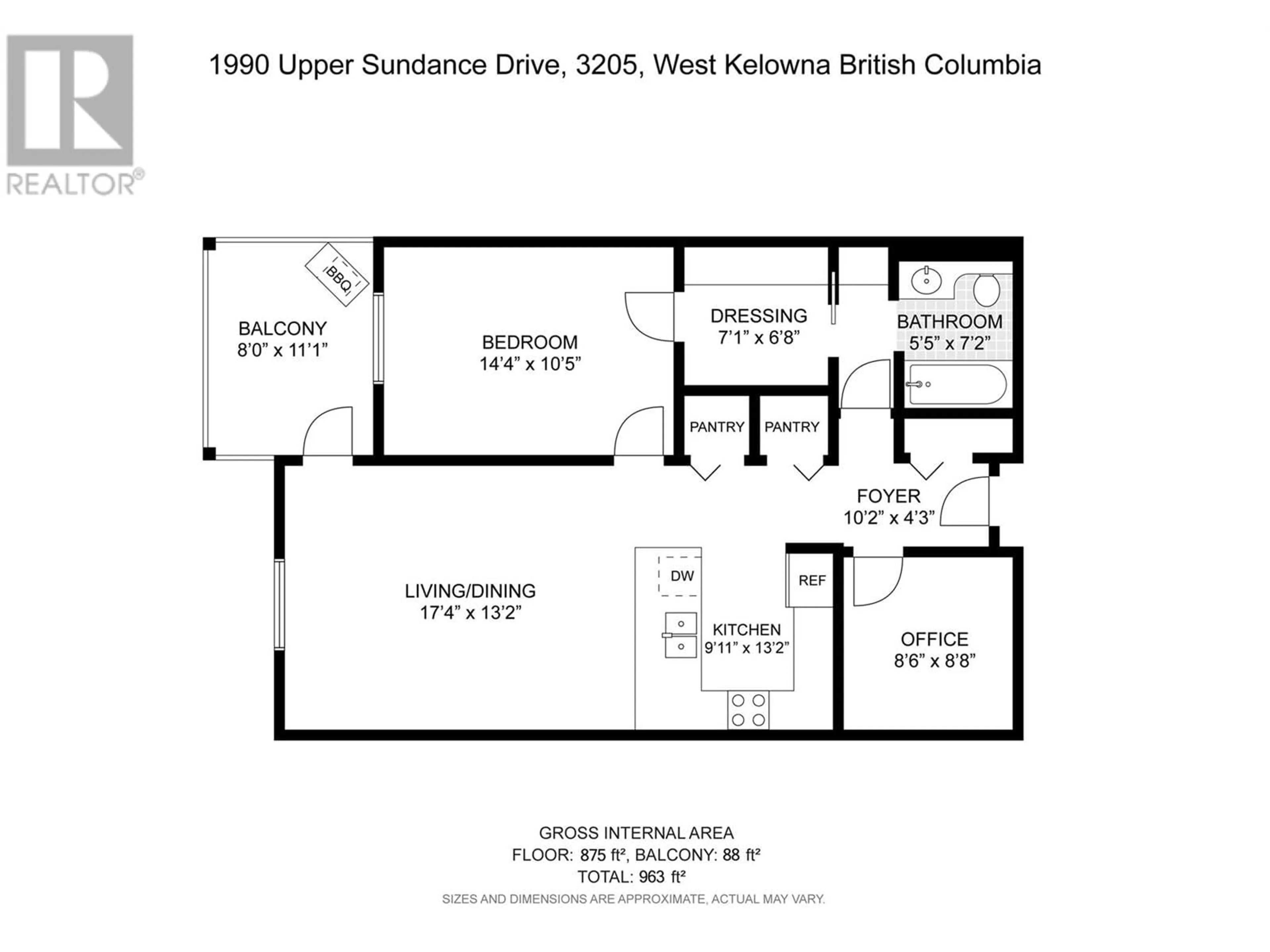 Floor plan for 1990 Upper Sundance Drive Unit# 3205 Lot, West Kelowna British Columbia V4T3E7