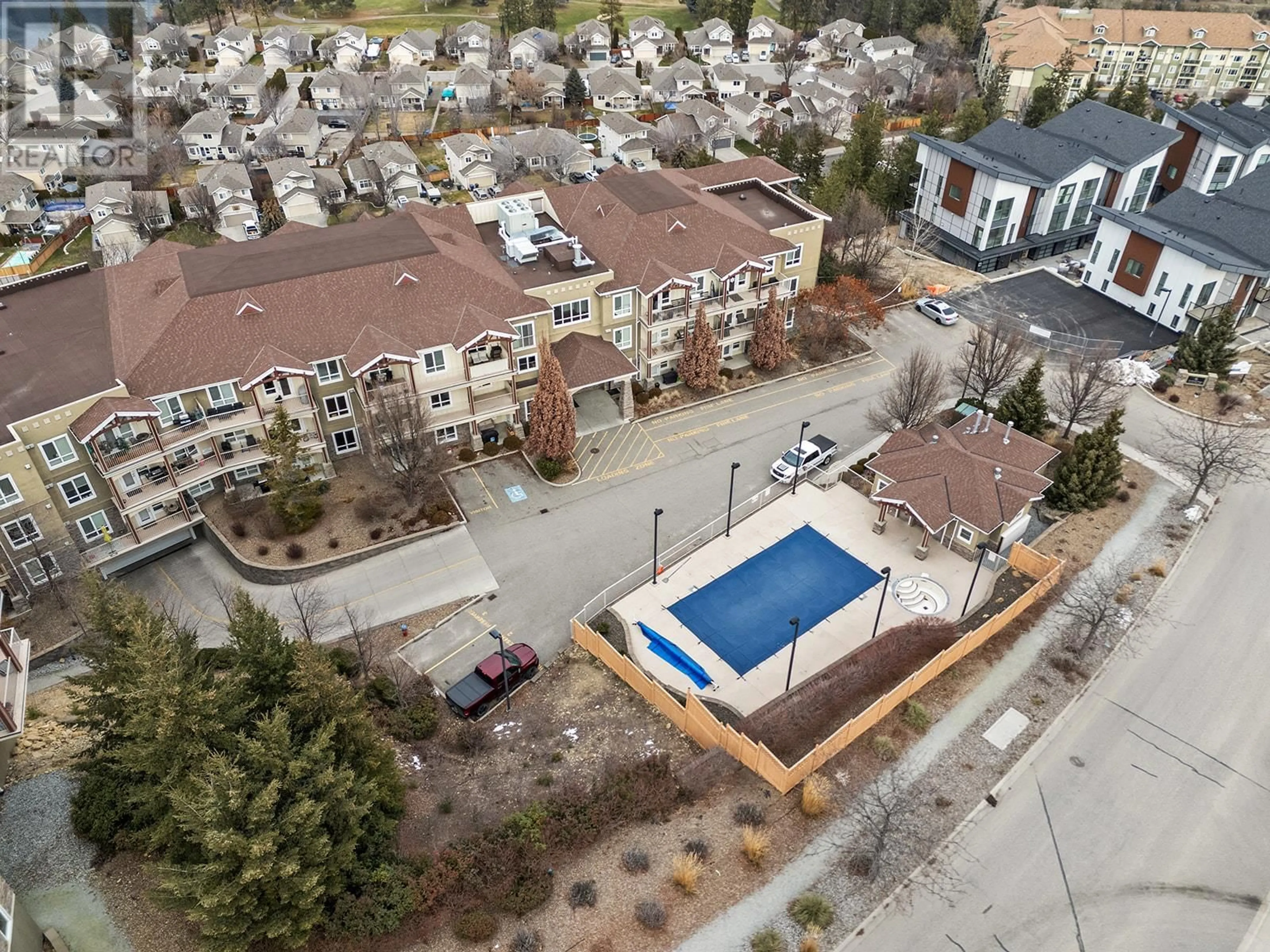 A pic from outside/outdoor area/front of a property/back of a property/a pic from drone, city buildings view from balcony for 1990 Upper Sundance Drive Unit# 3205 Lot, West Kelowna British Columbia V4T3E7