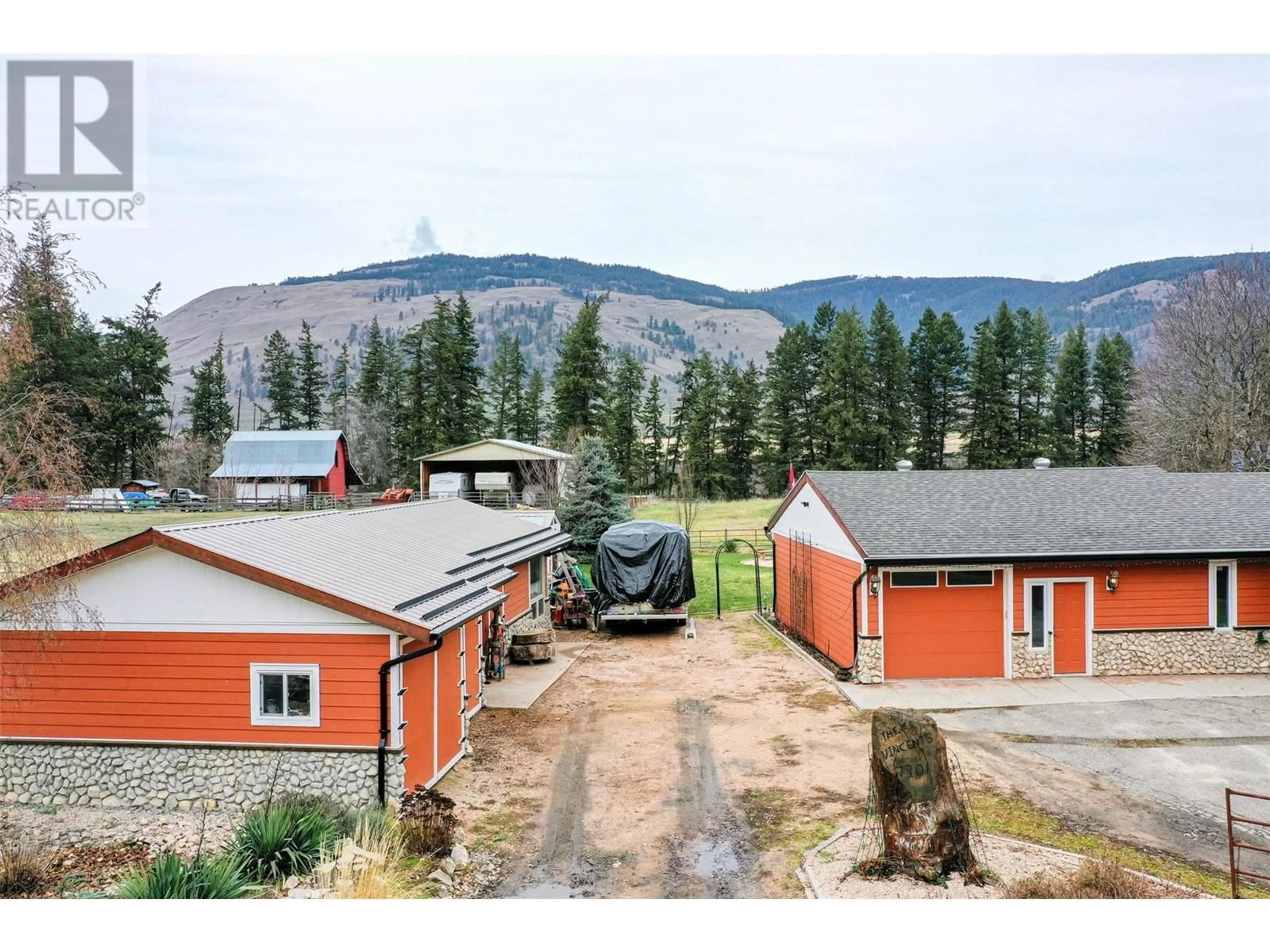 A pic from outside/outdoor area/front of a property/back of a property/a pic from drone, mountain view for 7301 BREWER ROAD WEST, Coldstream British Columbia V1B3H3