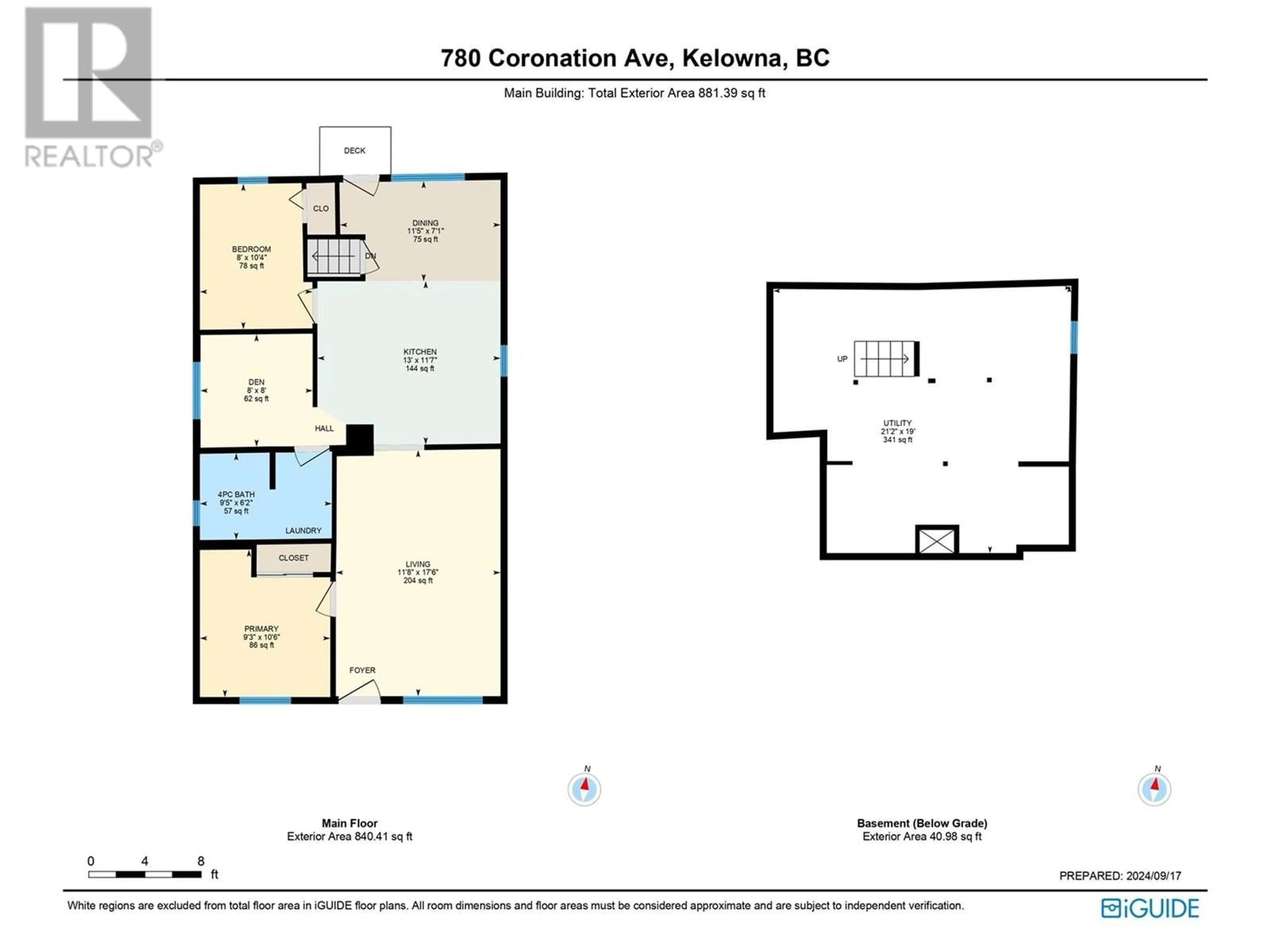 Floor plan for 780 Coronation Avenue, Kelowna British Columbia V1Y7A3