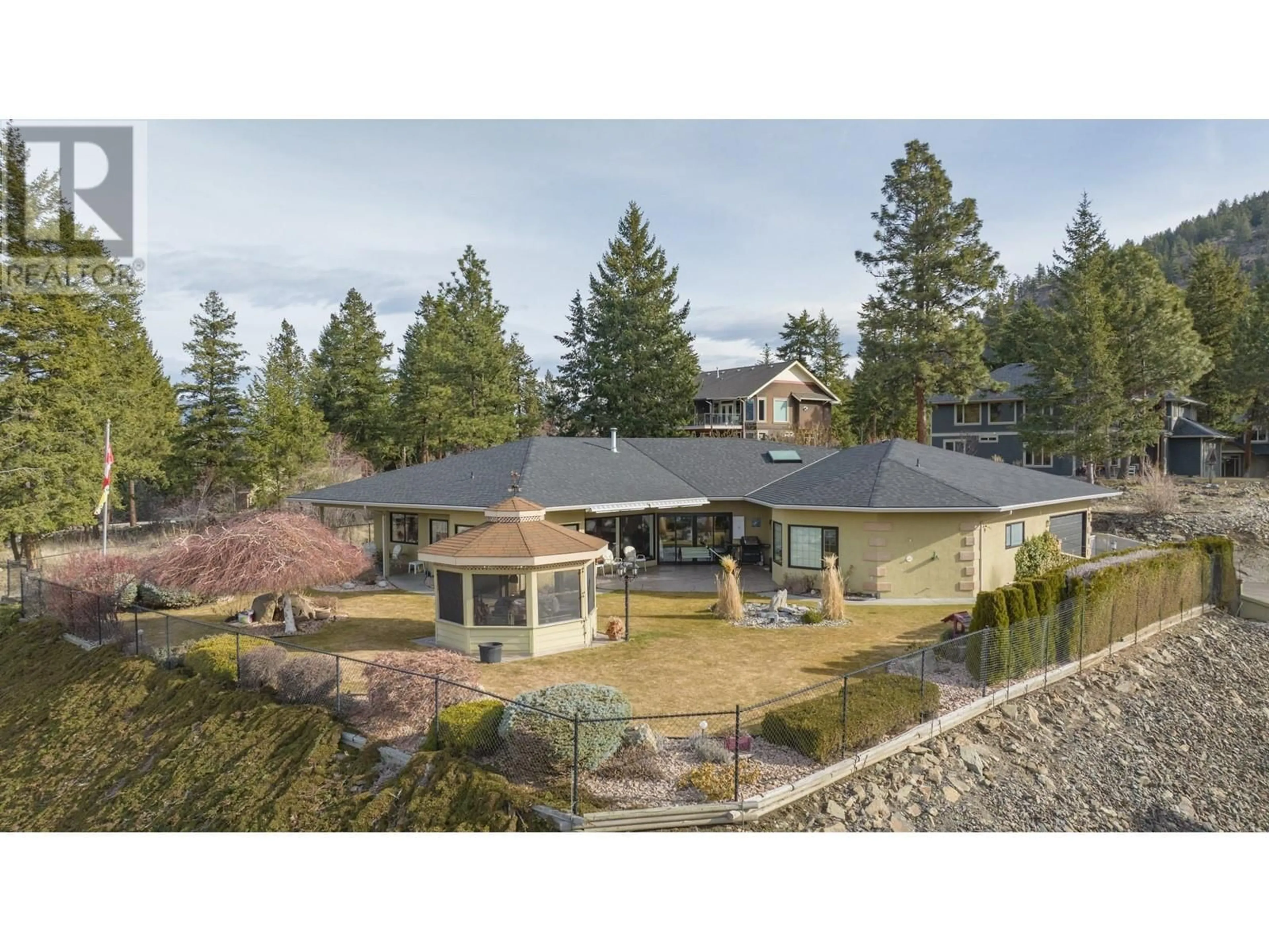 A pic from outside/outdoor area/front of a property/back of a property/a pic from drone, mountain view for 6 9196 TRONSON ROAD, Vernon British Columbia V1H1E8