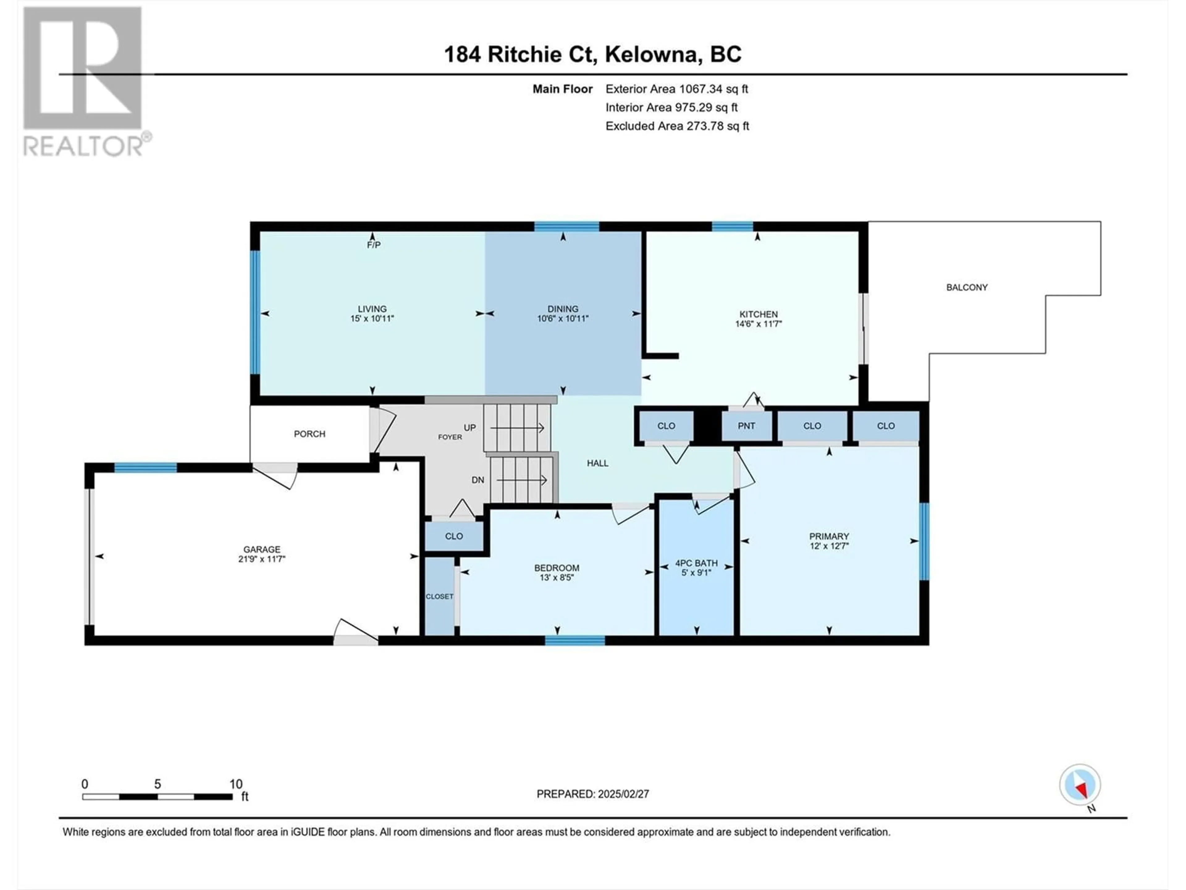 Floor plan for 184 Ritchie Court, Kelowna British Columbia V1V2A8