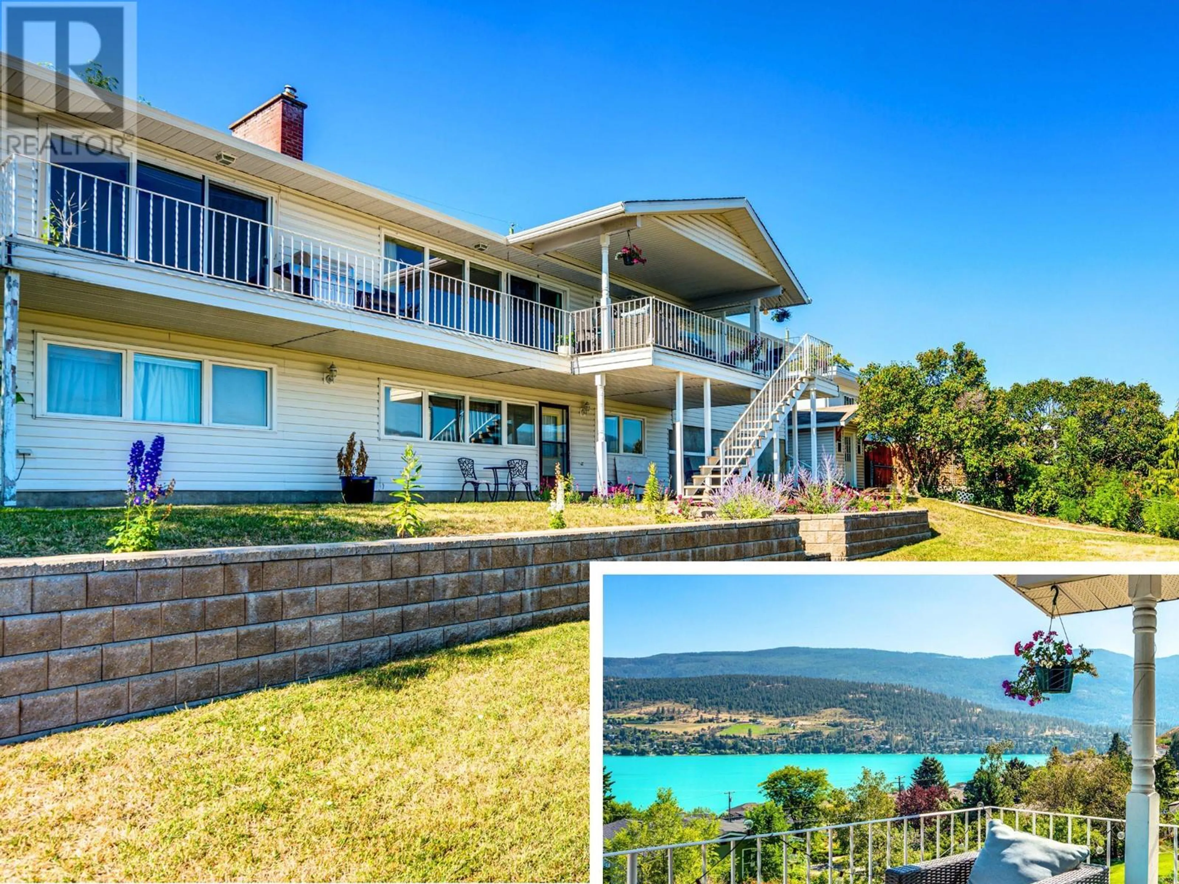 A pic from outside/outdoor area/front of a property/back of a property/a pic from drone, water/lake/river/ocean view for 8209 LAKEVIEW DRIVE, Coldstream British Columbia V1B1W5