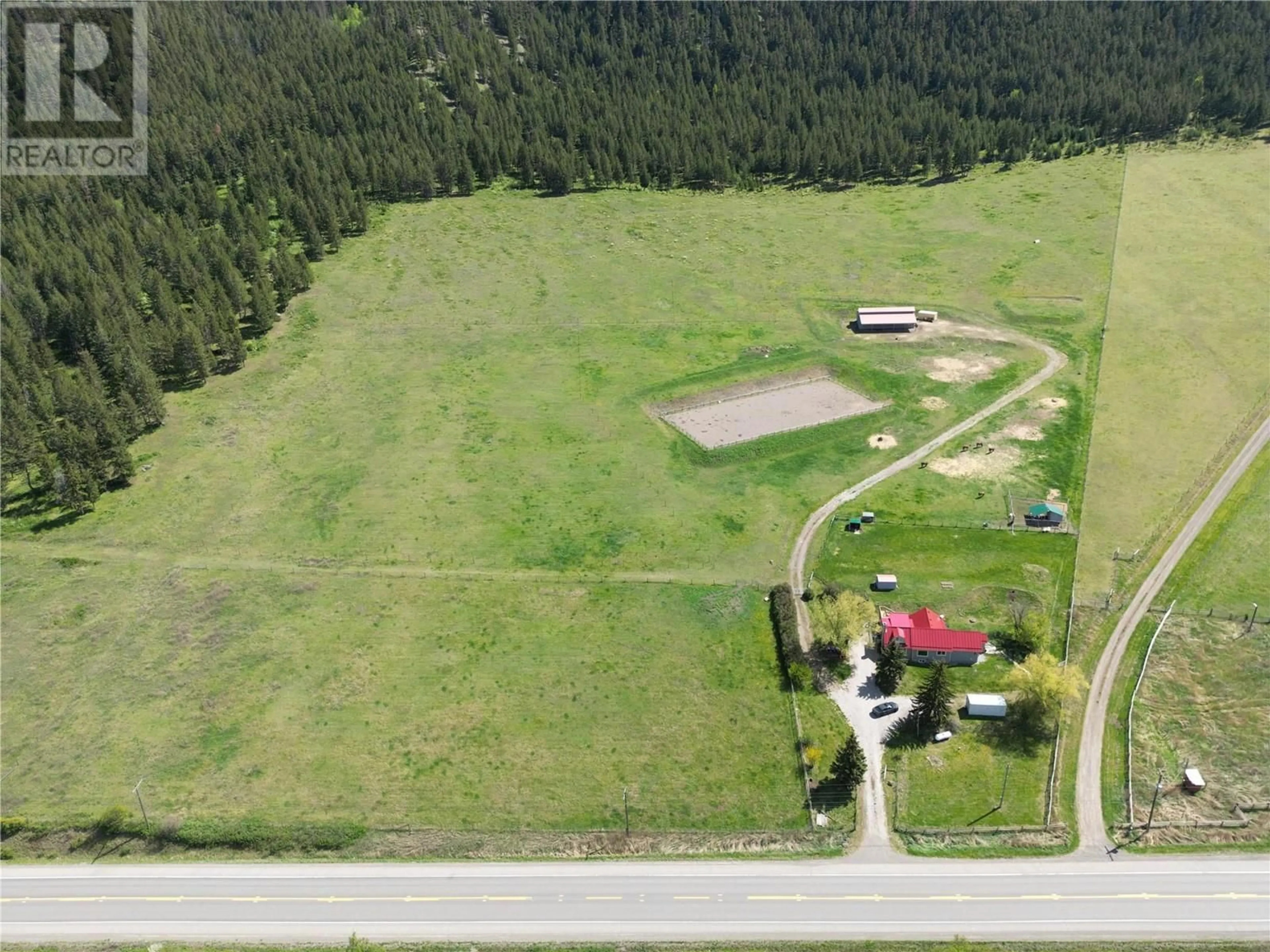 A pic from outside/outdoor area/front of a property/back of a property/a pic from drone, mountain view for 6449 97 HIGHWAY, Falkland British Columbia V0E1W0