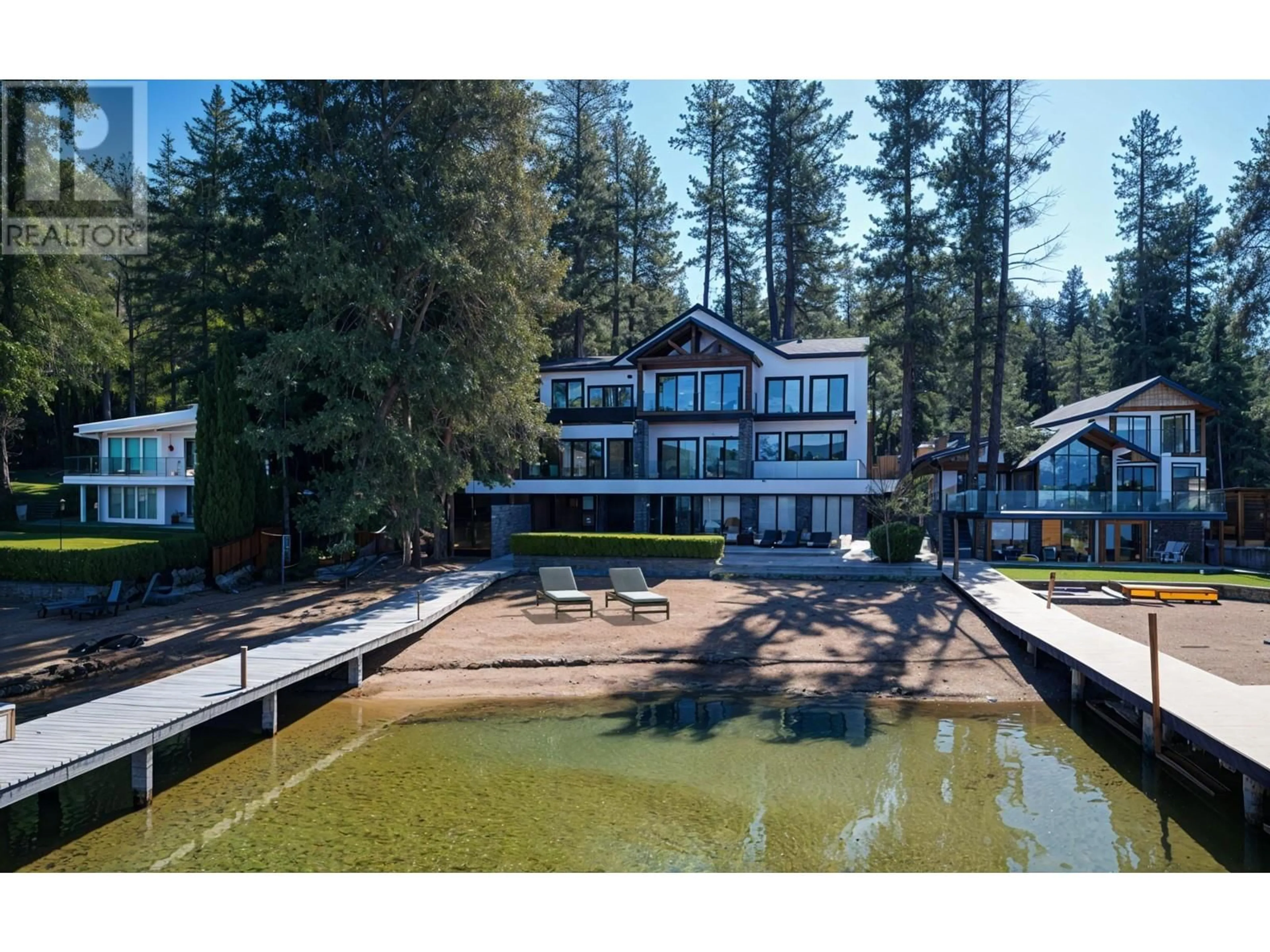 A pic from outside/outdoor area/front of a property/back of a property/a pic from drone, water/lake/river/ocean view for 9701 DELCLIFFE ROAD, Vernon British Columbia V1H1K9