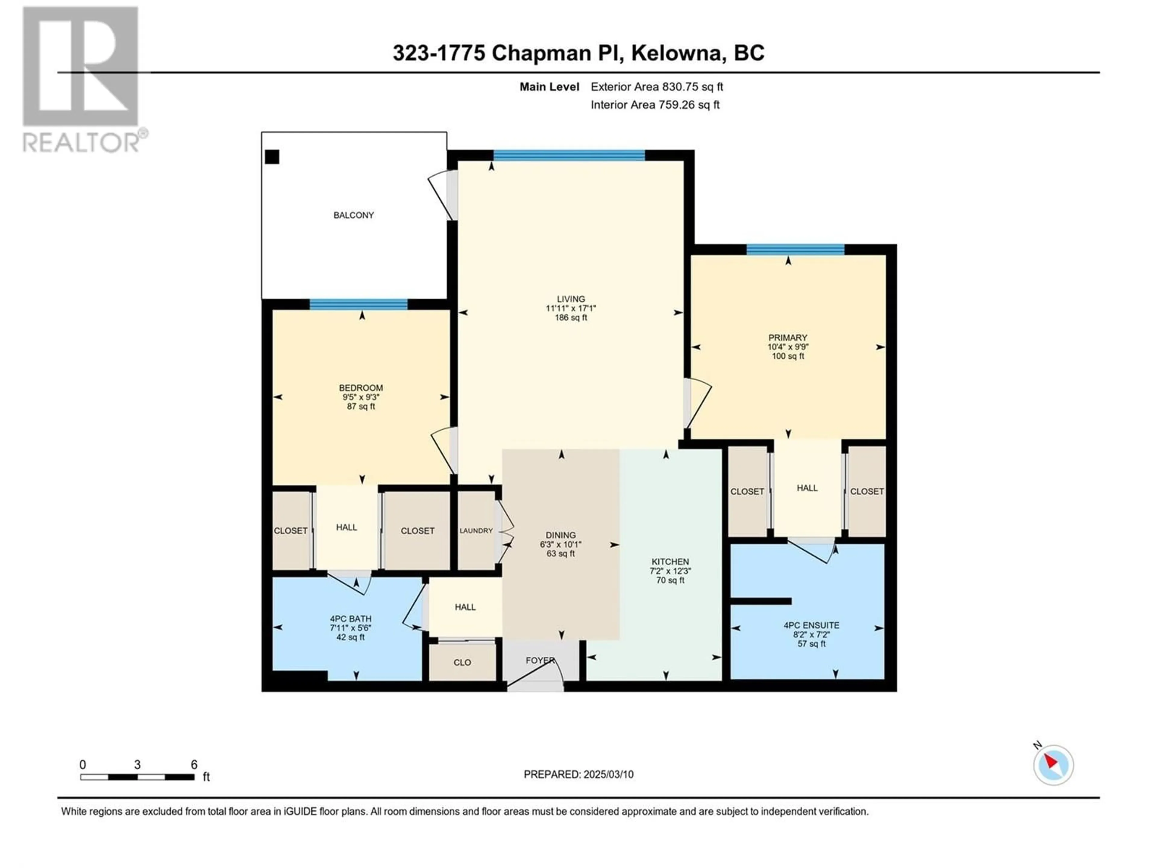 Floor plan for 323 - 1775 CHAPMAN PLACE, Kelowna British Columbia V1Y5Z9