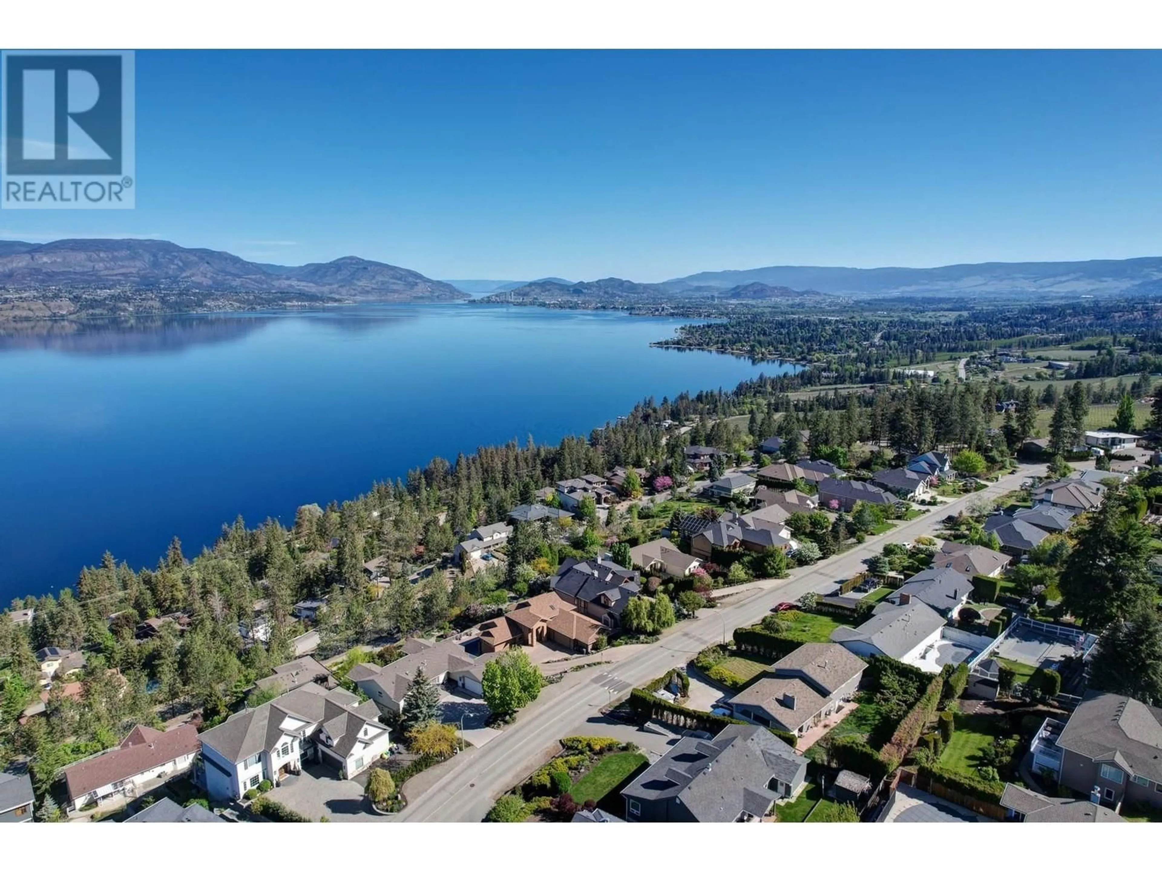 A pic from outside/outdoor area/front of a property/back of a property/a pic from drone, water/lake/river/ocean view for 414 OKAVIEW ROAD, Kelowna British Columbia V1W4K2