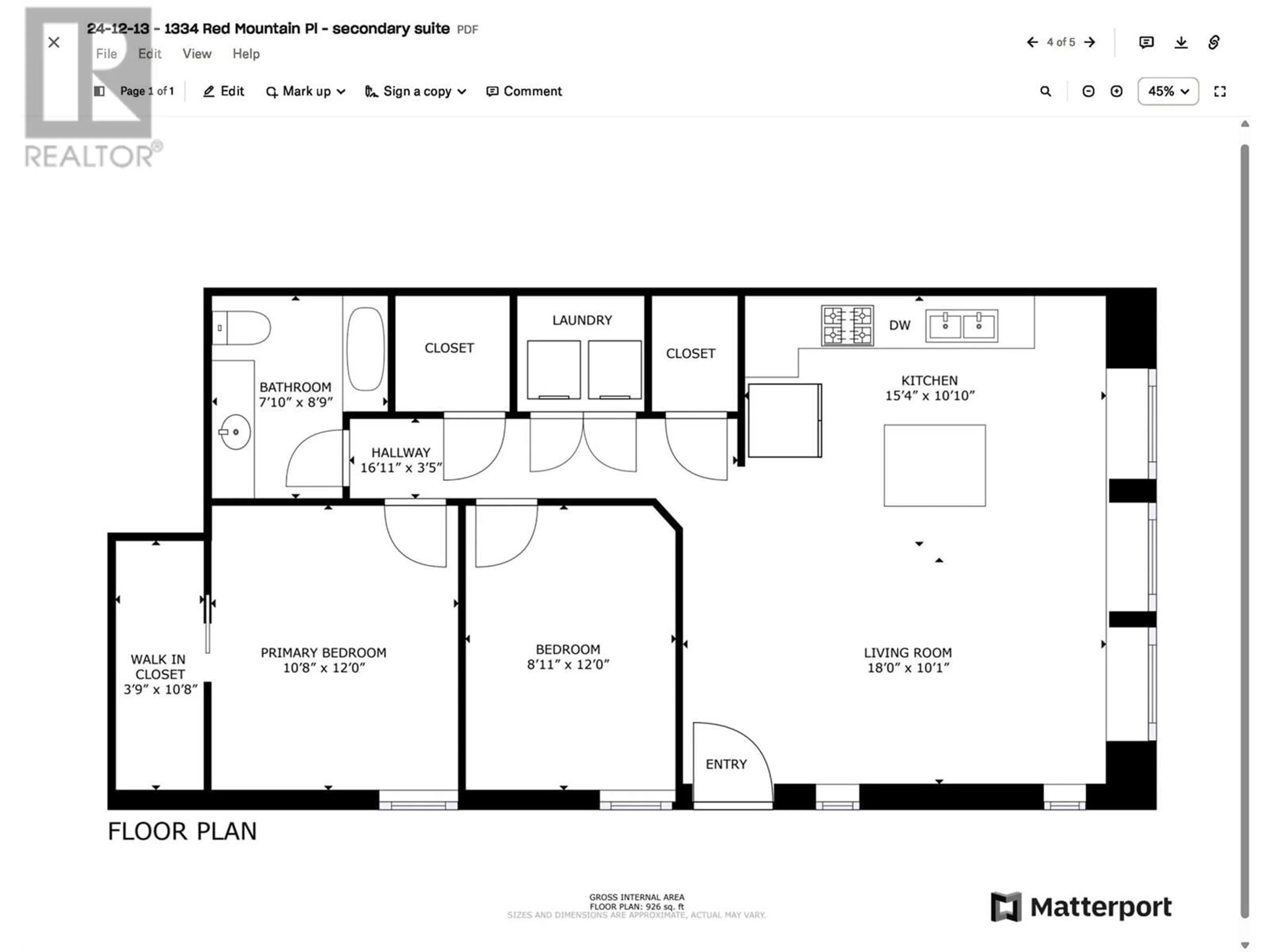 Floor plan for 1334 RED MOUNTAIN PLACE, Vernon British Columbia V1B4A3