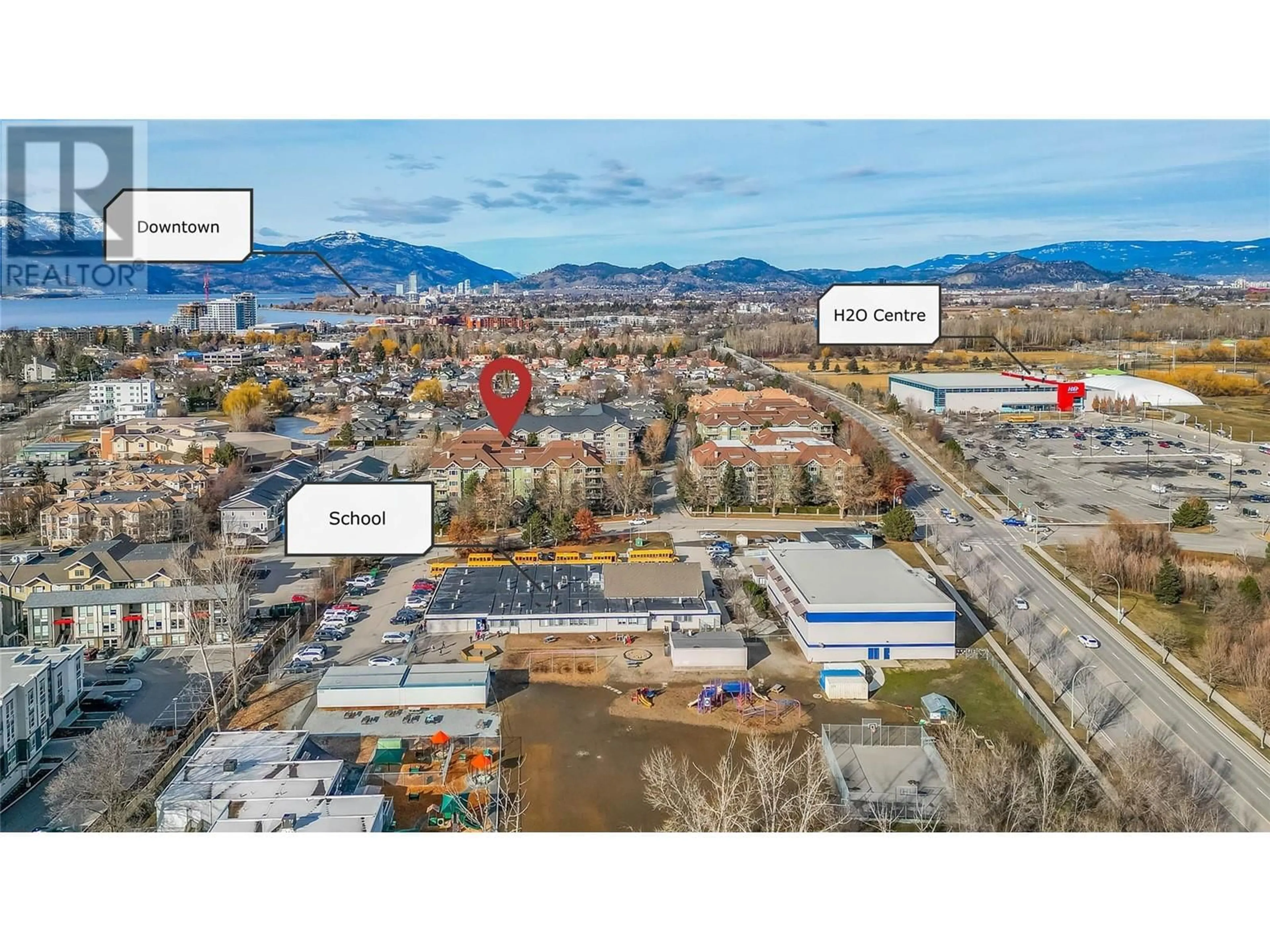 A pic from outside/outdoor area/front of a property/back of a property/a pic from drone, unknown for 680 Lequime Road Unit# 101, Kelowna British Columbia V1W1A4